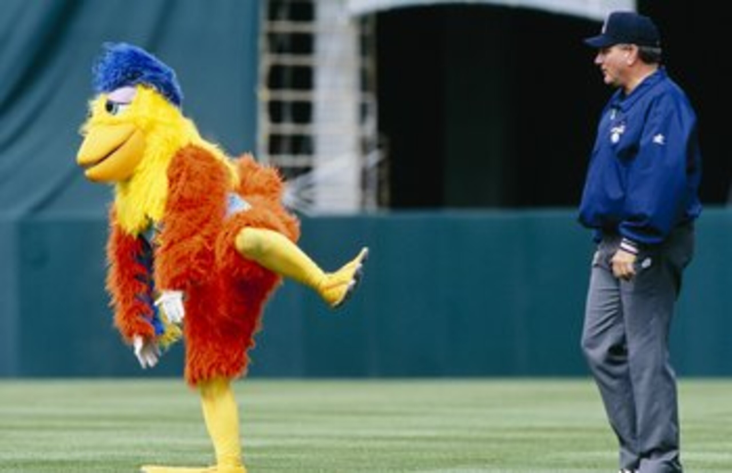 OAKLAND, CA - APRIL 21:  The San Diego Chicken performs during the Chicago White Sox game against the Oakland Athletics at Oakland Coliseum on  April 21, 1996 in Oakland, California. (Photo by Otto Greule Jr/Getty Images)