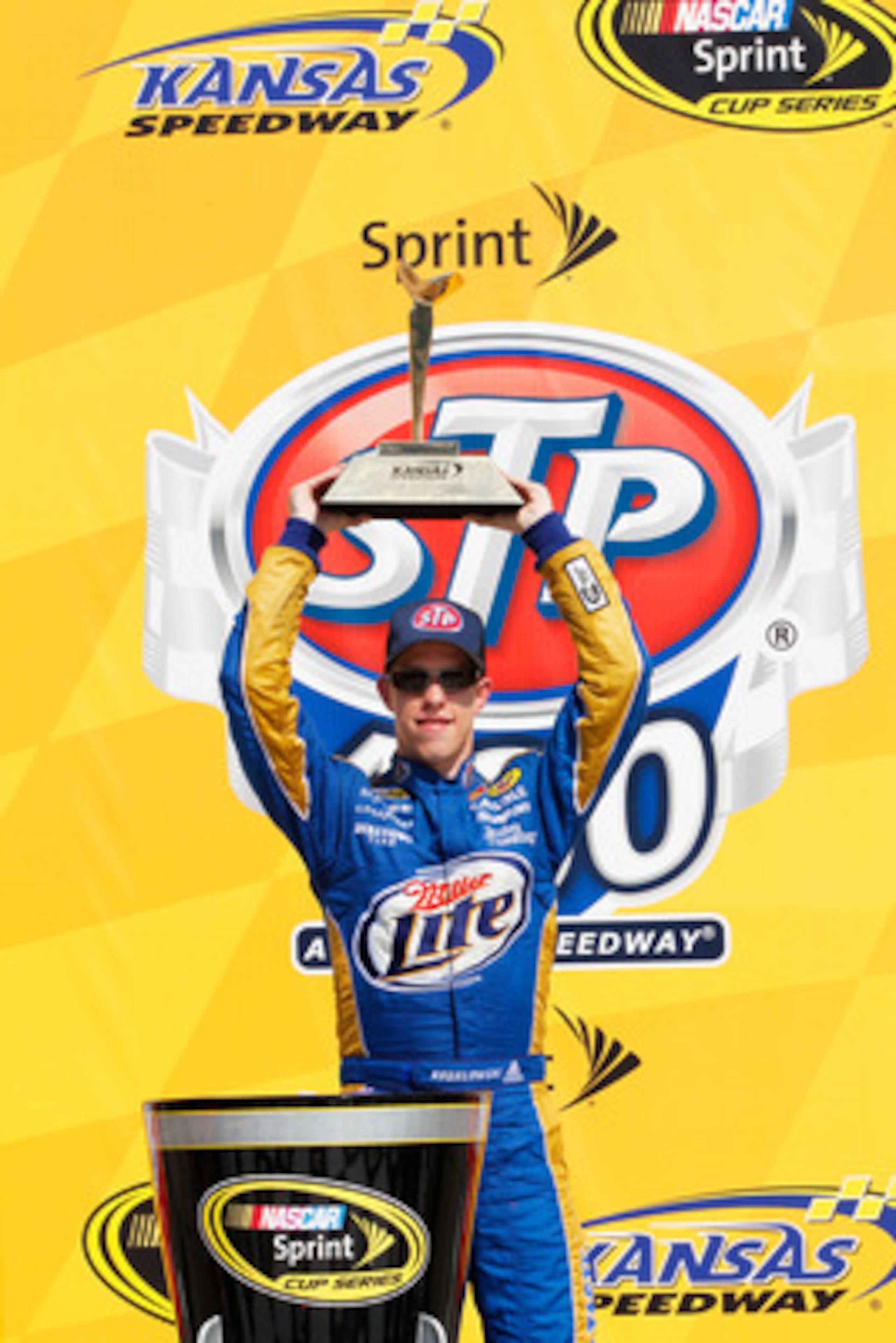 KANSAS CITY, KS - JUNE 05: Brad Keselowski, driver of the #2 Miller Lite Dodge, celebrates in Victory Lane after winning the NASCAR Sprint Cup Series STP 400 at Kansas Speedway on June 5, 2011 in Kansas City, Kansas. (Photo by Geoff Burke/Getty Images f KANSAS CITY, KS - JUNE 05: Brad Keselowski, driver of the #2 Miller Lite Dodge, celebrates in Victory Lane after winning the NASCAR Sprint Cup Series STP 400 at Kansas Speedway on June 5, 2011 in Kansas City, Kansas. (Photo by Geoff Burke/Getty Images f