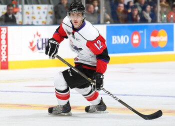 TORONTO, CAN - JANUARY 19:  Boone Jenner #12 of Team Orr skates against Team Cherry in the 2011 Home Hardware Top Prospects game on January 19, 2011 at the Air Canada Centre in Toronto, Canada. Team Orr defeated Team Cherry 7-1. (Photo by Claus Andersen/G