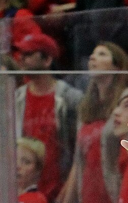 WASHINGTON , DC - APRIL 23:  Brooks Laich #21 of the Washington Capitals celebrates being named the third star of the game against the New York Rangers in Game Five of the Eastern Conference Quarterfinals during the 2011 NHL Stanley Cup Playoffs at the Ve