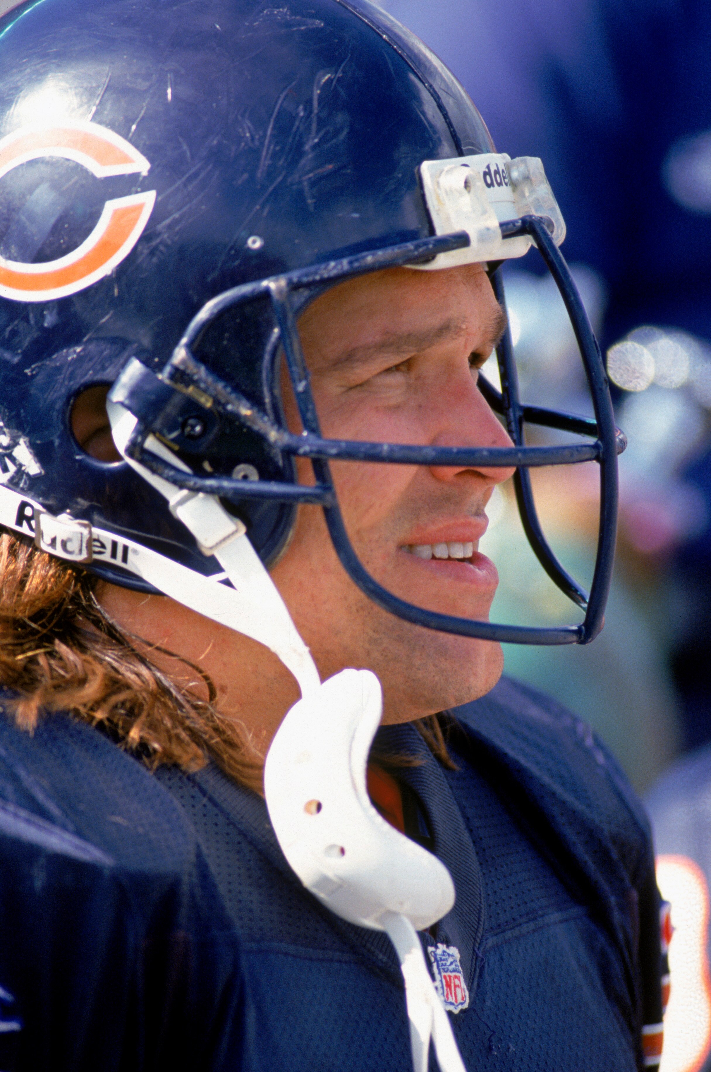 CHICAGO - SEPTEMBER 26:  Steve McMichael #76 of the Chicago Bears watches the action during the game against the Tampa Bay Buccaneers on September 26, 1993 in Chicago, Illinois. The Bears won 47-17. (Photo by Jonathan Daniel/Getty Images)