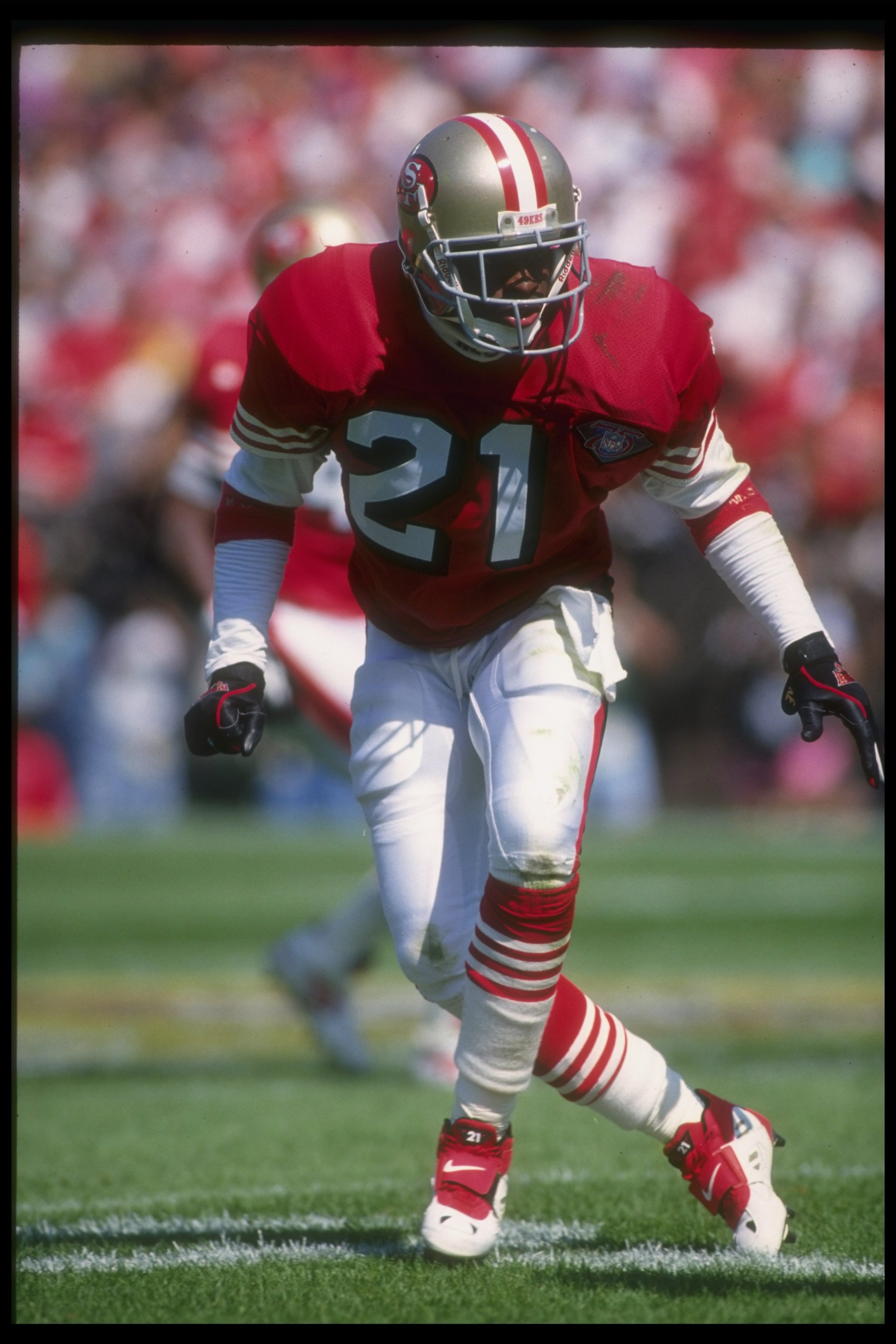 25 Sep 1994:  Defensive back Deion Sanders of the San Francisco 49ers looks on during a game against the New Orleans Saints at Candlestick Park in San Francisco, California.  The 49ers won the game, 24-13. Mandatory Credit: Otto Greule  /Allsport