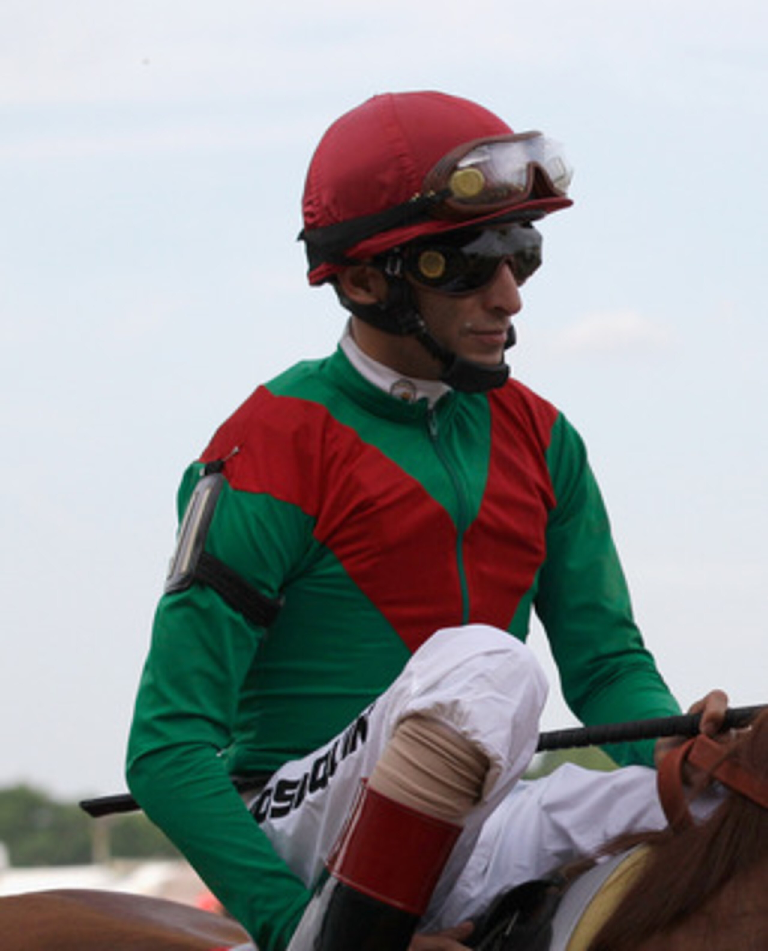 BALTIMORE, MD - MAY 21:  Animal Kingdom and jocky John Velazquez #11 in the post parade before the start of the 136th running of the Preakness Stakes at Pimlico Race Course on May 21, 2011 in Baltimore, Maryland.  (Photo by Rob Carr/Getty Images)
