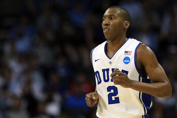 CHARLOTTE, NC - MARCH 20:  Nolan Smith #2 of the Duke Blue Devils looks on while taking on the Michigan Wolverines during the third round of the 2011 NCAA men's basketball tournament at Time Warner Cable Arena on March 20, 2011 in Charlotte, North Carolin