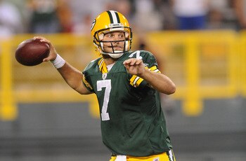 GREEN BAY, WI - AUGUST 14: Graham Harrell #7 of the Green Bay Packers passes during the NFL preseason game against the Cleveland Browns at Lambeau Field August 14, 2010 in Green Bay, Wisconsin. (Photo by Tom Dahlin/Getty Images) GREEN BAY, WI - AUGUST 14: Graham Harrell #7 of the Green Bay Packers passes during the NFL preseason game against the Cleveland Browns at Lambeau Field August 14, 2010 in Green Bay, Wisconsin. (Photo by Tom Dahlin/Getty Images)