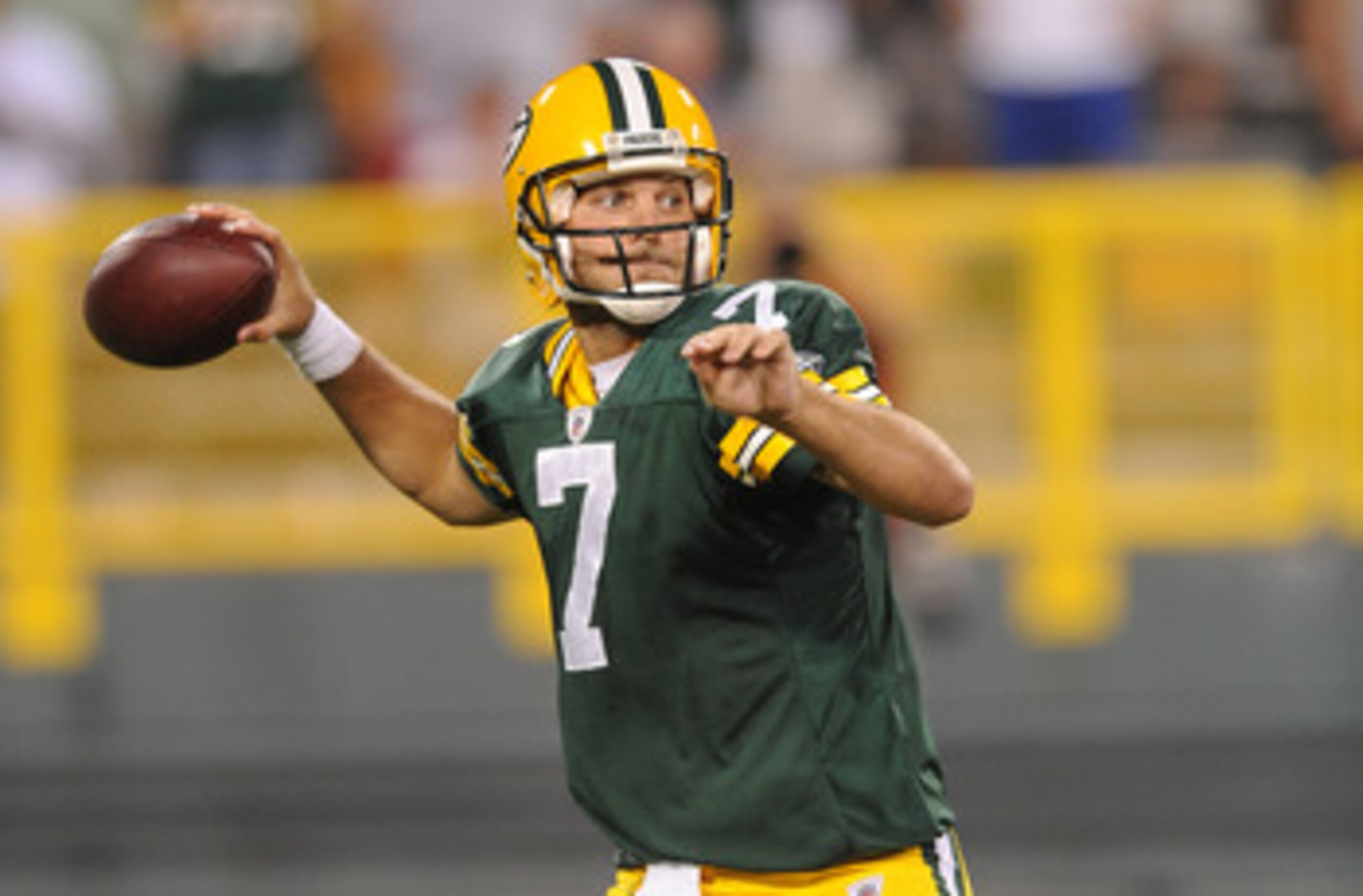 GREEN BAY, WI - AUGUST 14: Graham Harrell #7 of the Green Bay Packers passes during the NFL preseason game against the Cleveland Browns at Lambeau Field August 14, 2010 in Green Bay, Wisconsin. (Photo by Tom Dahlin/Getty Images) GREEN BAY, WI - AUGUST 14: Graham Harrell #7 of the Green Bay Packers passes during the NFL preseason game against the Cleveland Browns at Lambeau Field August 14, 2010 in Green Bay, Wisconsin. (Photo by Tom Dahlin/Getty Images)