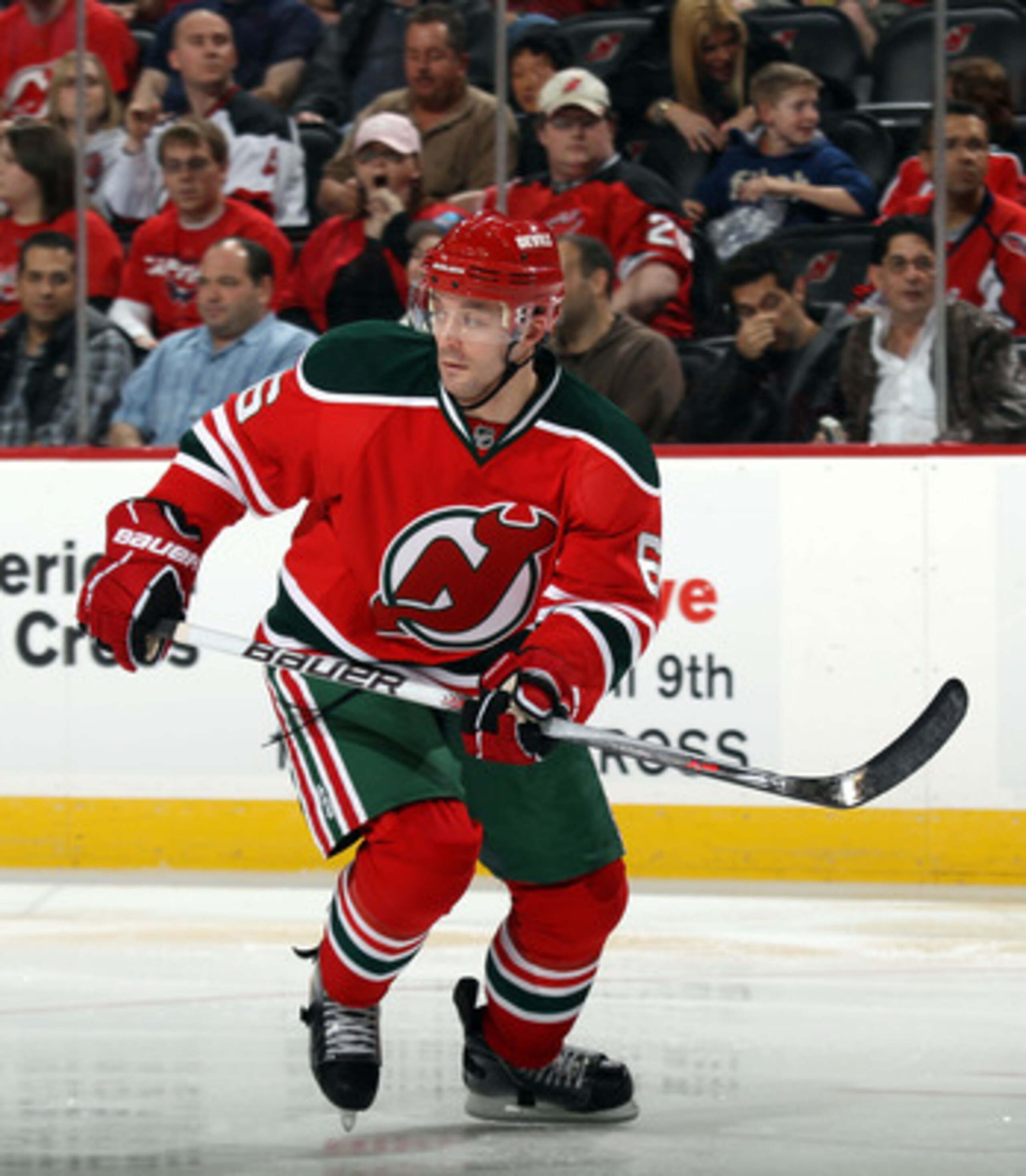 NEWARK, NJ - MARCH 18:  Andy Greene #6 of the New Jersey Devils skates against the Washington Capitals at the Prudential Center on March 18, 2011 in Newark, New Jersey. The Capitals shut out the Devils 3-0.  (Photo by Bruce Bennett/Getty Images)
