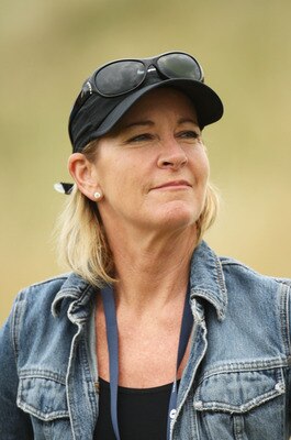 TURNBERRY, SCOTLAND - JULY 16:  Tennis Legend Chris Evert follows Greg Norman's match during round one of the 138th Open Championship on the Ailsa Course, Turnberry Golf Club on July 16, 2009 in Turnberry, Scotland.  (Photo by Ross Kinnaird/Getty Images)