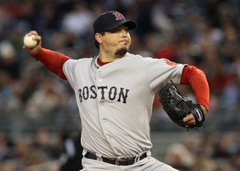 NEW YORK, NY - MAY 14:  Josh Beckett #19 of the Boston Red Sox delivers a pitch against the New York Yankees on May 14, 2011 at Yankee Stadium in the Bronx borough of New York City.  (Photo by Jim McIsaac/Getty Images)