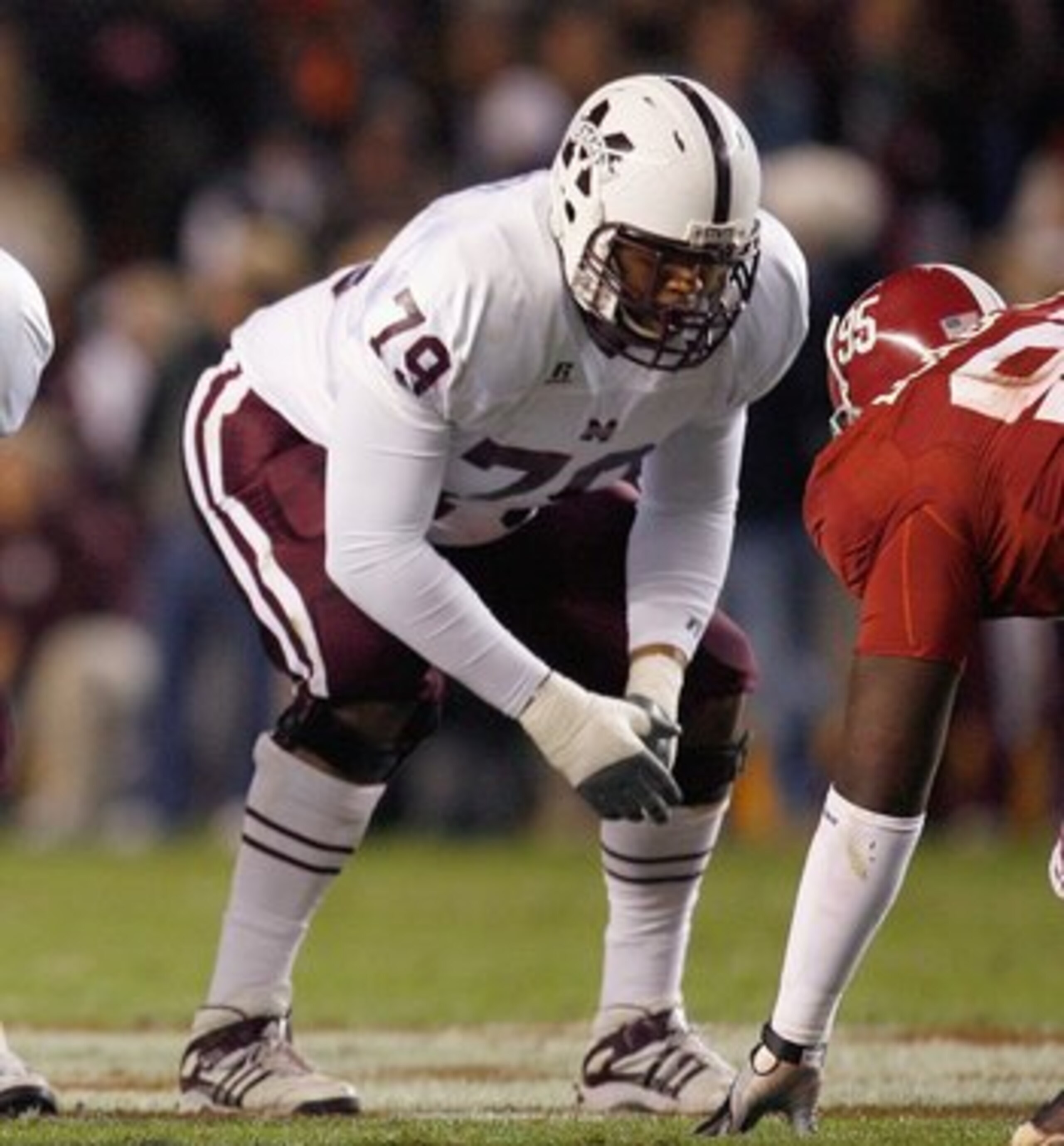 TUSCALOOSA, AL - NOVEMBER 15: J.C. Brignone #70 and Derek Sherrod #79of the Mississippi State Bulldogs get ready on the line of scrimmage during the game against the Alabama Crimson Tide at Bryant-Denny Stadium on November 15, 2008 in Tuscaloosa, Alabama TUSCALOOSA, AL - NOVEMBER 15: J.C. Brignone #70 and Derek Sherrod #79of the Mississippi State Bulldogs get ready on the line of scrimmage during the game against the Alabama Crimson Tide at Bryant-Denny Stadium on November 15, 2008 in Tuscaloosa, Alabama