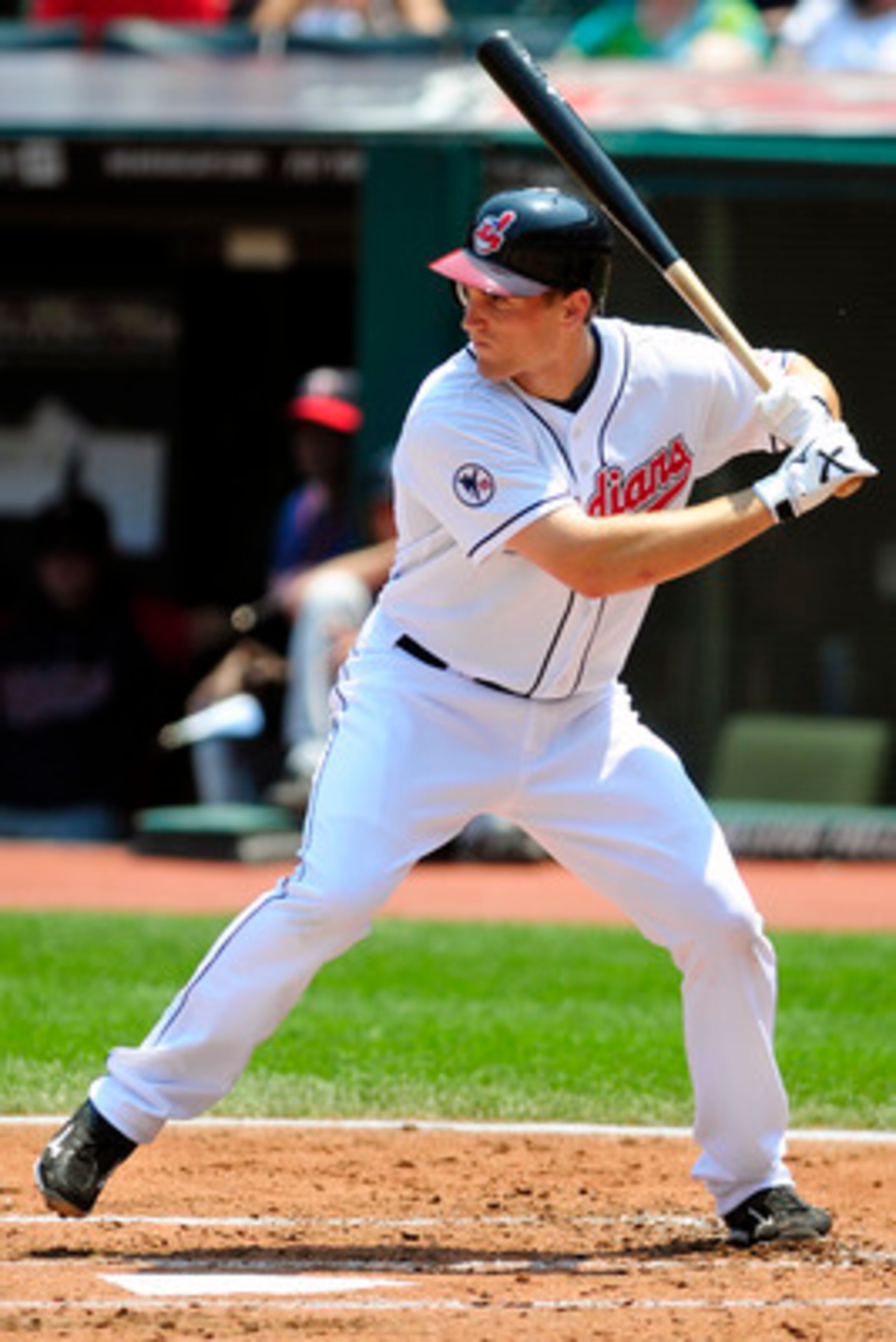 CLEVELAND, OH - JUNE 8: Cord Phelps #35 of the Cleveland Indians  bats during the third inning against the Minnesota Twins at Progressive Field on June 8, 2011 in Cleveland, Ohio. The Twins defeated the Indians 3-2. (Photo by Jason Miller/Getty Images)