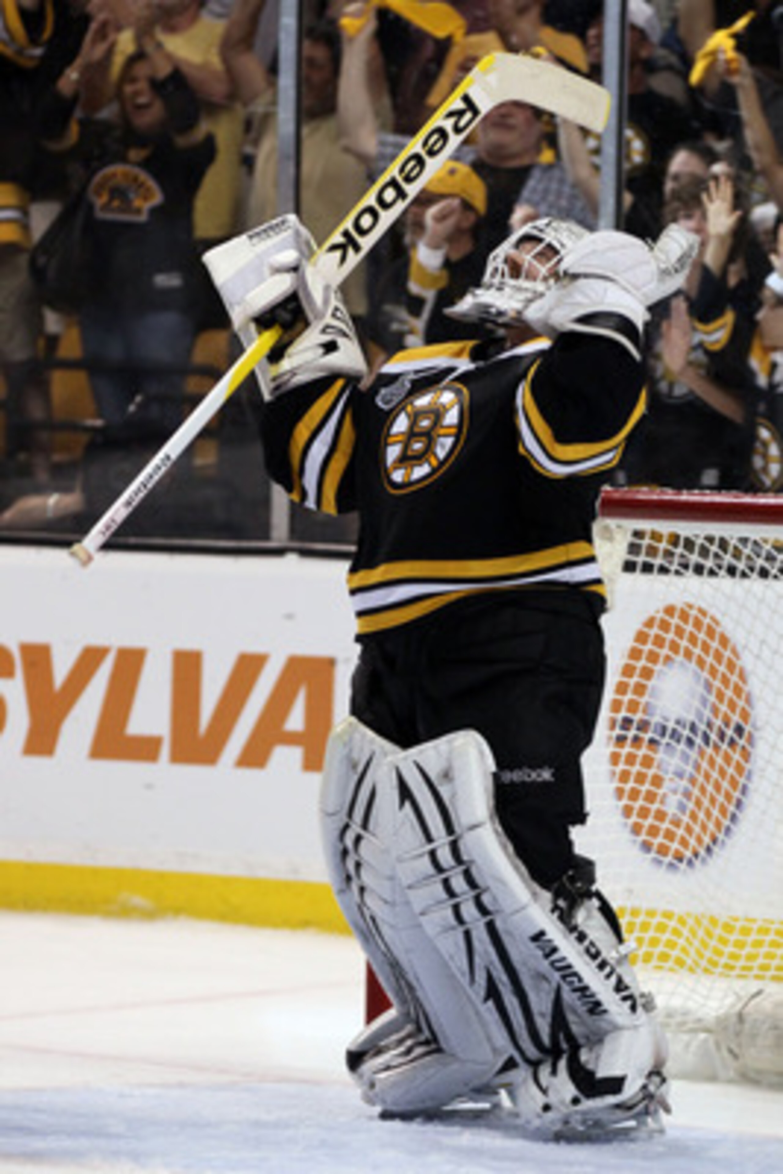BOSTON, MA - JUNE 08: Tim Thomas #30 of the Boston Bruins celebrates after defeating the Vancouver Canucks in Game Four of the 2011 NHL Stanley Cup Final at TD Garden on June 8, 2011 in Boston, Massachusetts. The Boston Bruins defeated the Vancouver Canu BOSTON, MA - JUNE 08: Tim Thomas #30 of the Boston Bruins celebrates after defeating the Vancouver Canucks in Game Four of the 2011 NHL Stanley Cup Final at TD Garden on June 8, 2011 in Boston, Massachusetts. The Boston Bruins defeated the Vancouver Canu
