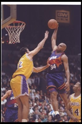19 Dec 1992: Forward Charles Barkley of the Phoenix Suns goes up for two during a game against the Los Angeles Lakers at the Great Western Forum in Inglewood, California.