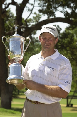 18 Jun 2001:  Retief Goosen of South Africa poses with the trophy after winning the 101st US Open at Southern Hills Country Club in Tulsa, Oklahoma. DIGITAL IMAGE Mandatory Credit: Matthew Stockman/ALLSPORT