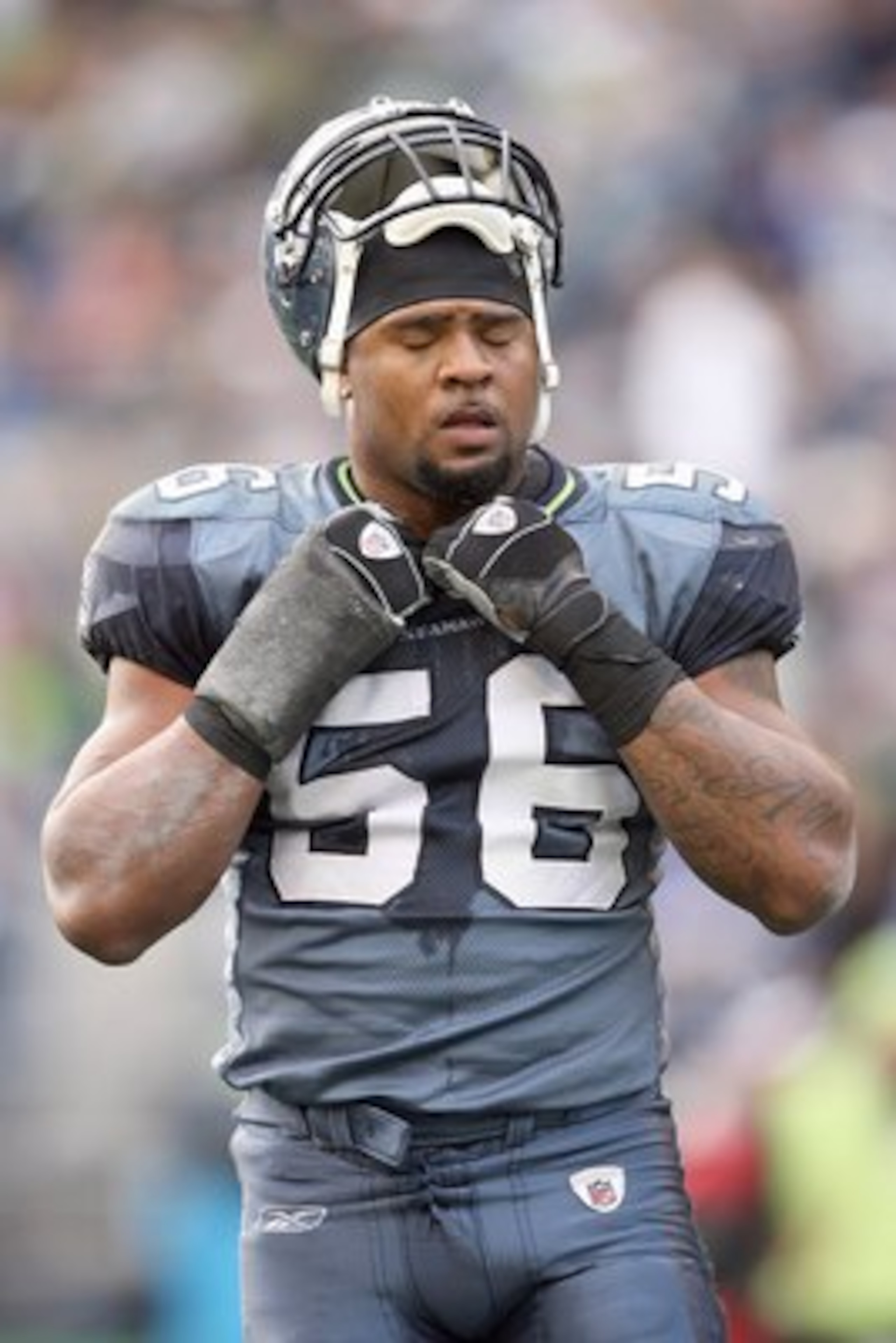 SEATTLE - NOVEMBER 02:  Leroy Hill #56 of the Seattle Seahawks stands on the field during the game against the Philadelphia Eagles at Qwest Field on November 2, 2008 in Seattle, Washington. (Photo by Otto Greule Jr/Getty Images)