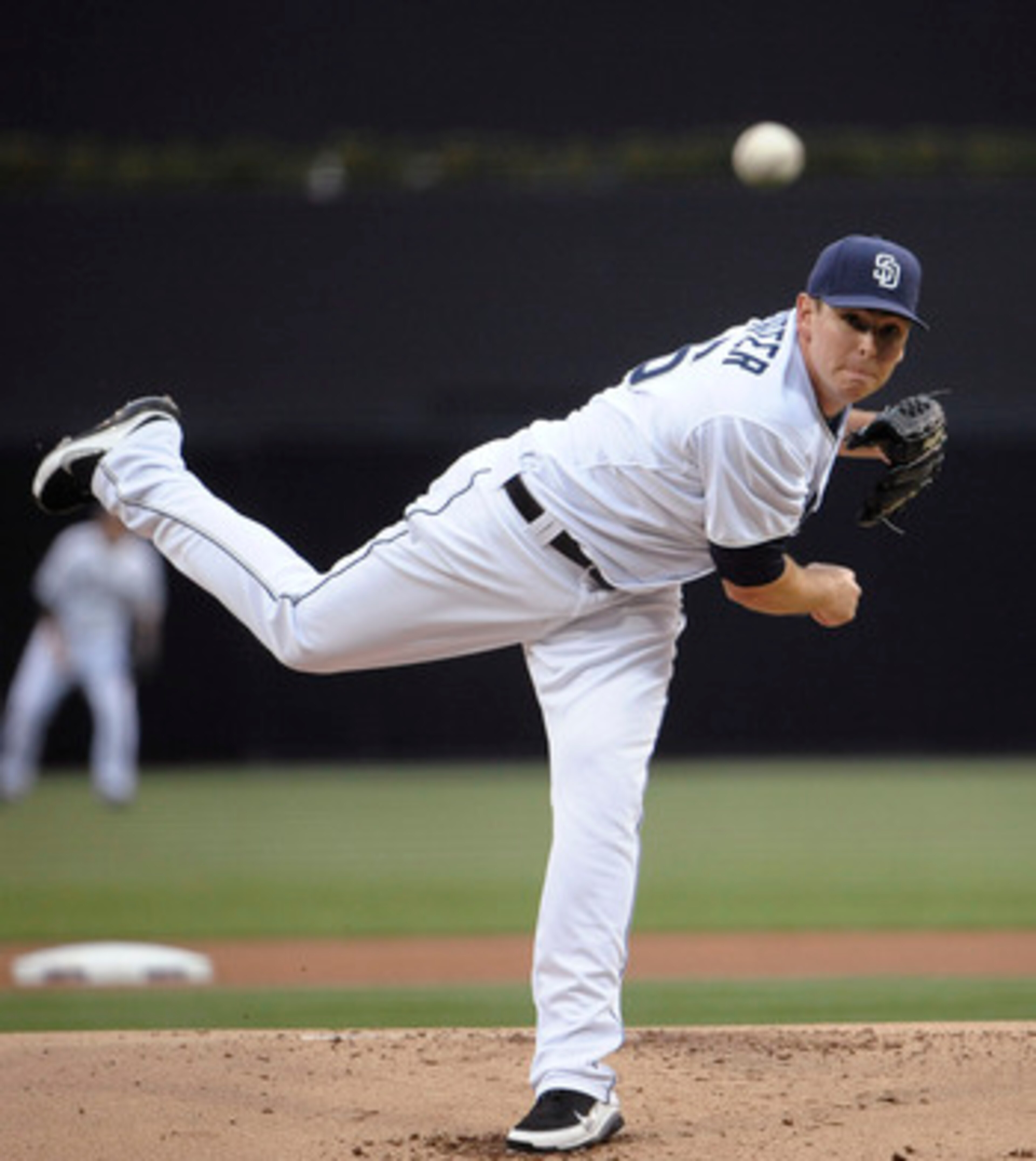 SAN DIEGO, CA - JUNE 7: Tim Stauffer #46 of the San Diego Padres pitches during the first inning of a baseball game against the Colorado Rockies at Petco Park on June 7, 2011 in San Diego, California.  (Photo by Denis Poroy/Getty Images)