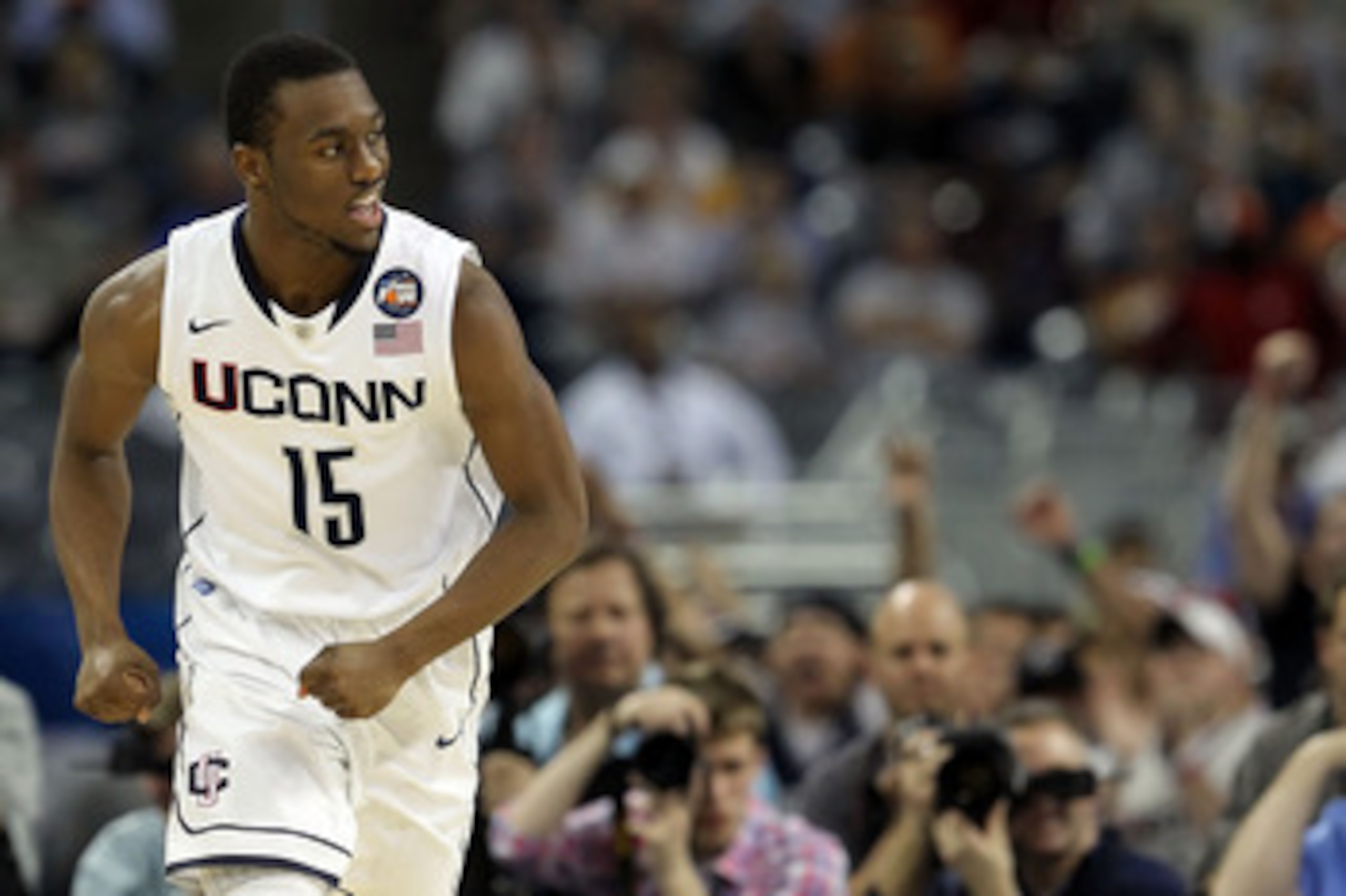 HOUSTON, TX - APRIL 04: Kemba Walker #15 of the Connecticut Huskies reacts after a play against the Butler Bulldogs during the National Championship Game of the 2011 NCAA Division I Men's Basketball Tournament at Reliant Stadium on April 4, 2011 in Houst HOUSTON, TX - APRIL 04: Kemba Walker #15 of the Connecticut Huskies reacts after a play against the Butler Bulldogs during the National Championship Game of the 2011 NCAA Division I Men's Basketball Tournament at Reliant Stadium on April 4, 2011 in Houst