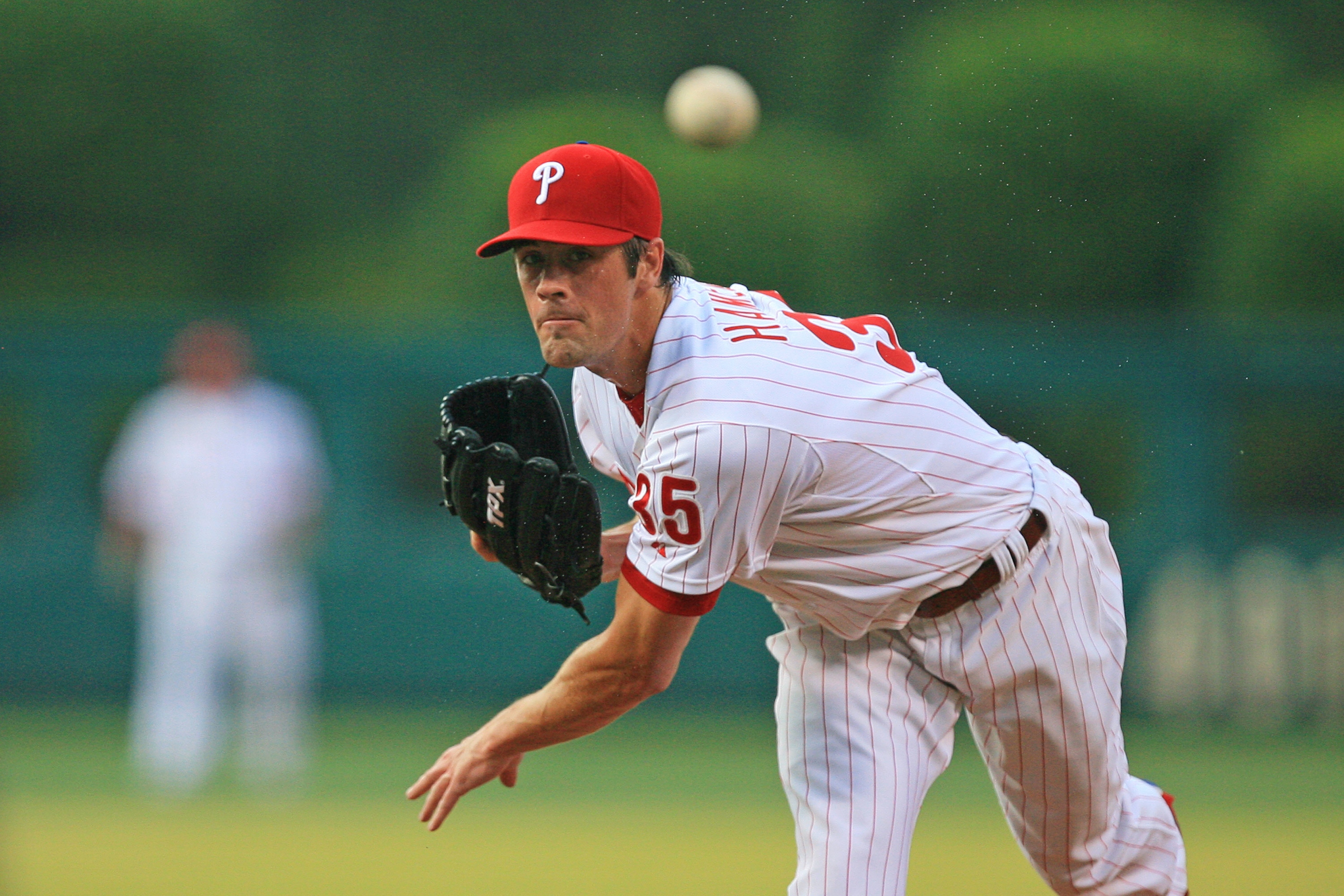 PHILADELPHIA - JUNE 8: Starting pitcher Cole Hamels #35 of the Philadelphia Phillies throws a pitch during a game against the Los Angeles Dodgers at Citizens Bank Park on June 8, 2011 in Philadelphia, Pennsylvania. (Photo by Hunter Martin/Getty Images) PHILADELPHIA - JUNE 8: Starting pitcher Cole Hamels #35 of the Philadelphia Phillies throws a pitch during a game against the Los Angeles Dodgers at Citizens Bank Park on June 8, 2011 in Philadelphia, Pennsylvania. (Photo by Hunter Martin/Getty Images)