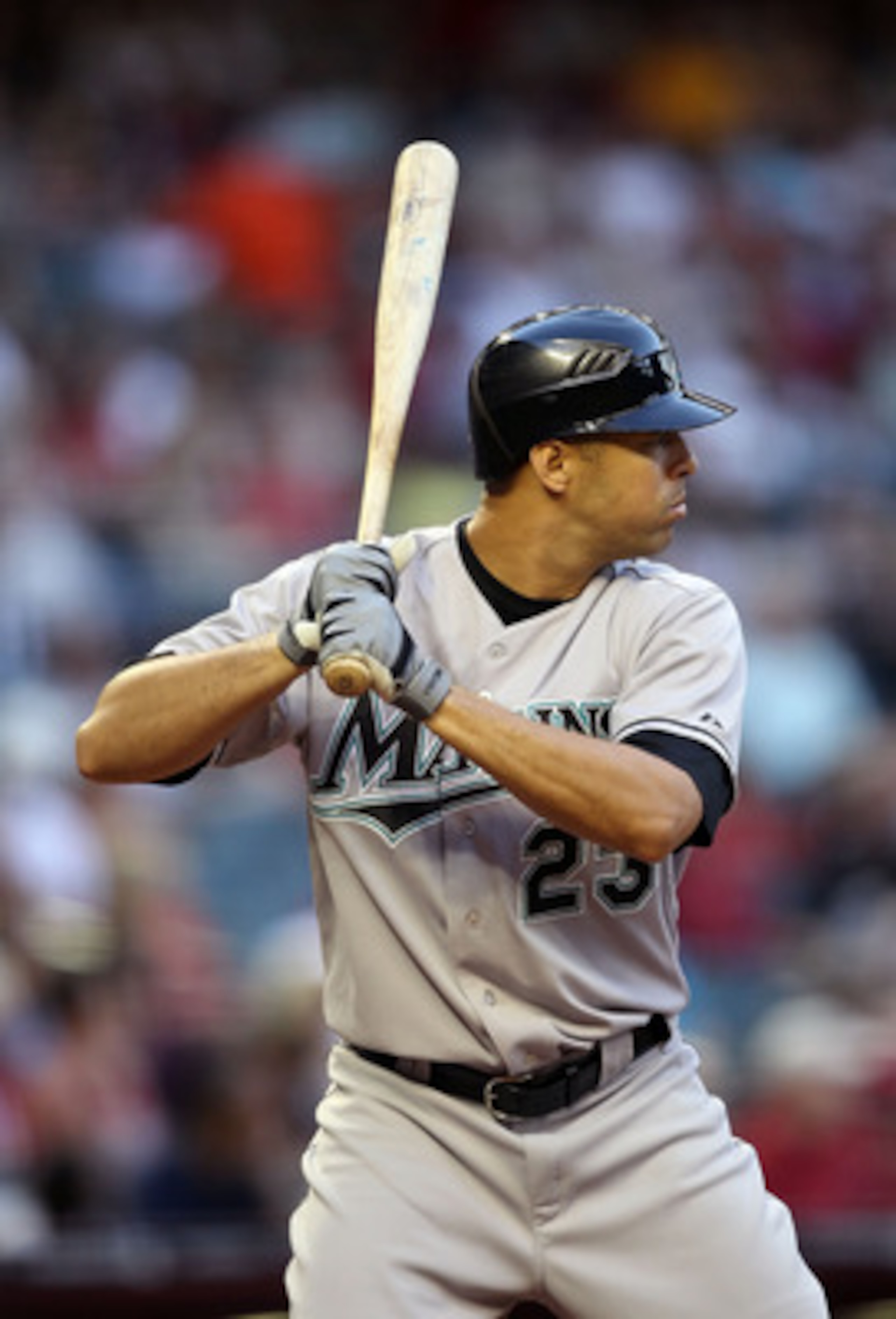 PHOENIX, AZ - MAY 30:  Javier Vazquez #23 of the Florida Marlins bats against the Arizona Diamondbacks during the Major League Baseball game at Chase Field on May 30, 2011 in Phoenix, Arizona. The Diamondbacks defeated the Marlins 15-4.  (Photo by Christi