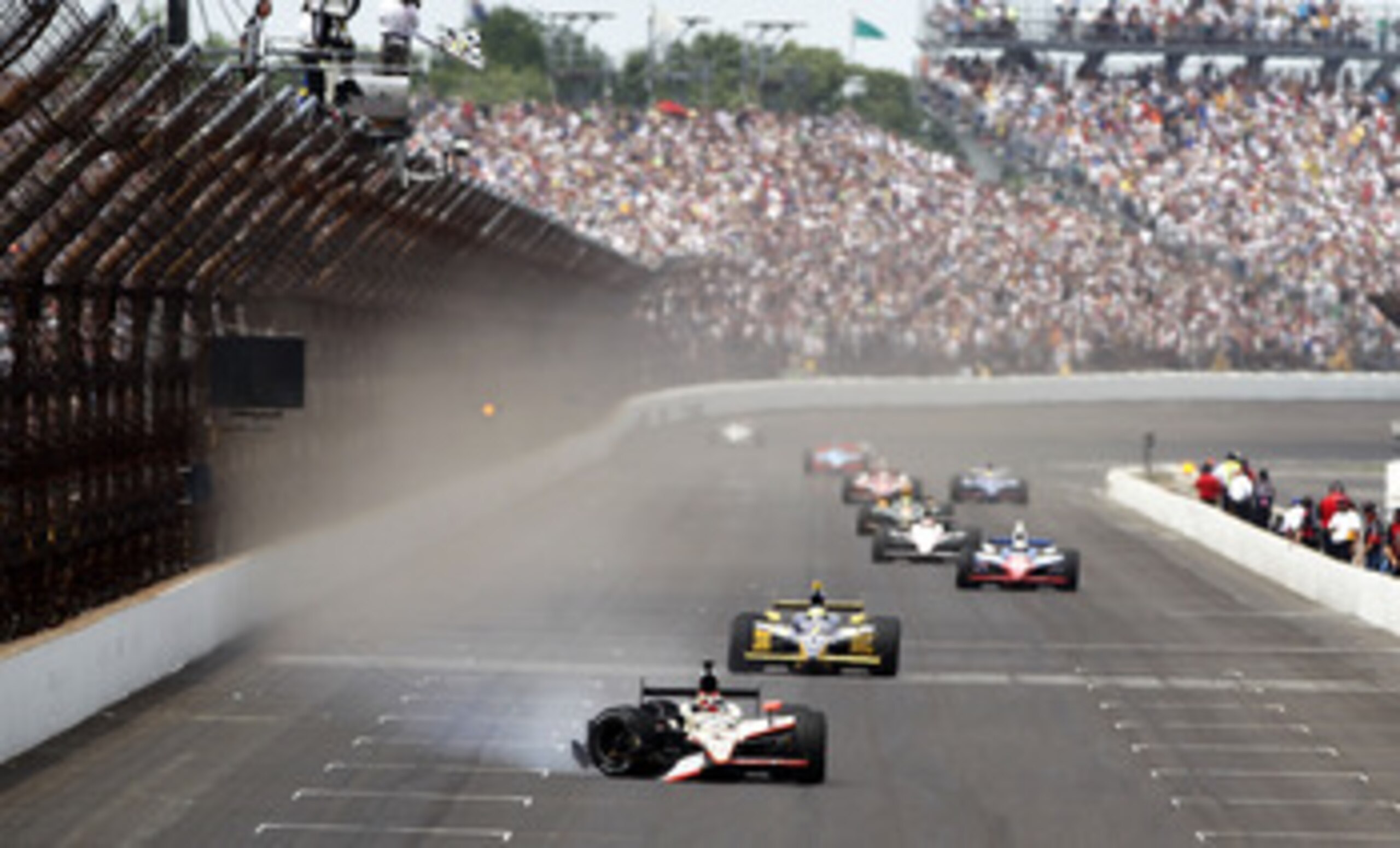 INDIANAPOLIS - MAY 29:  J.R. Hildebrand, driver of the #4 National Guard Panther Racing, finishes second after crashing during the IZOD IndyCar Series Indianapolis 500 Mile Race at Indianapolis Motor Speedway on May 29, 2011 in Indianapolis, Indiana.  (Ph