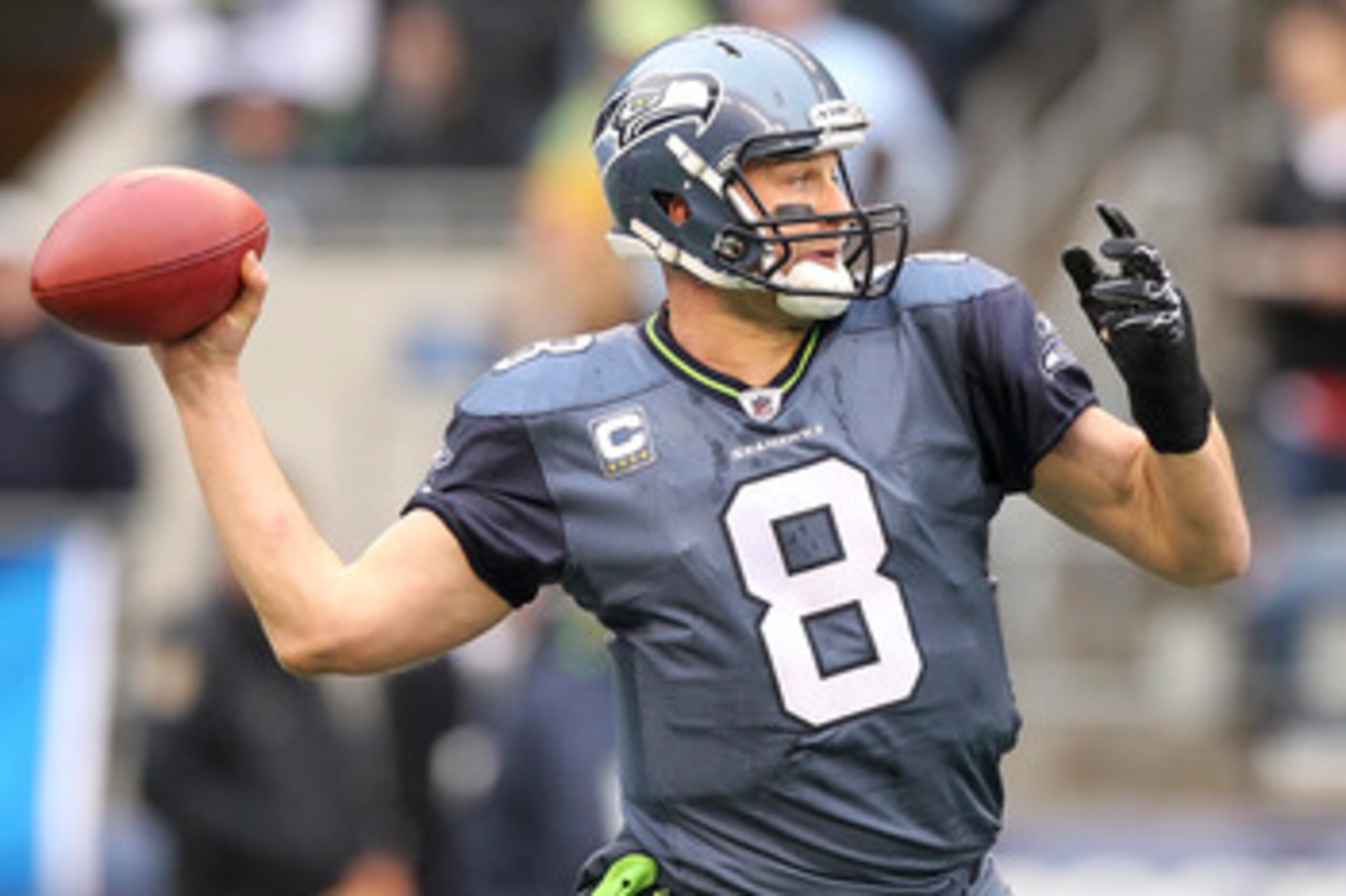 SEATTLE, WA - DECEMBER 05:  Quarterback Matt Hasselbeck #8 of the Seattle Seahawks passes against the Carolina Panthers at Qwest Field on December 5, 2010 in Seattle, Washington. The Seahawks defeated the Panthers 31-14. (Photo by Otto Greule Jr/Getty Ima
