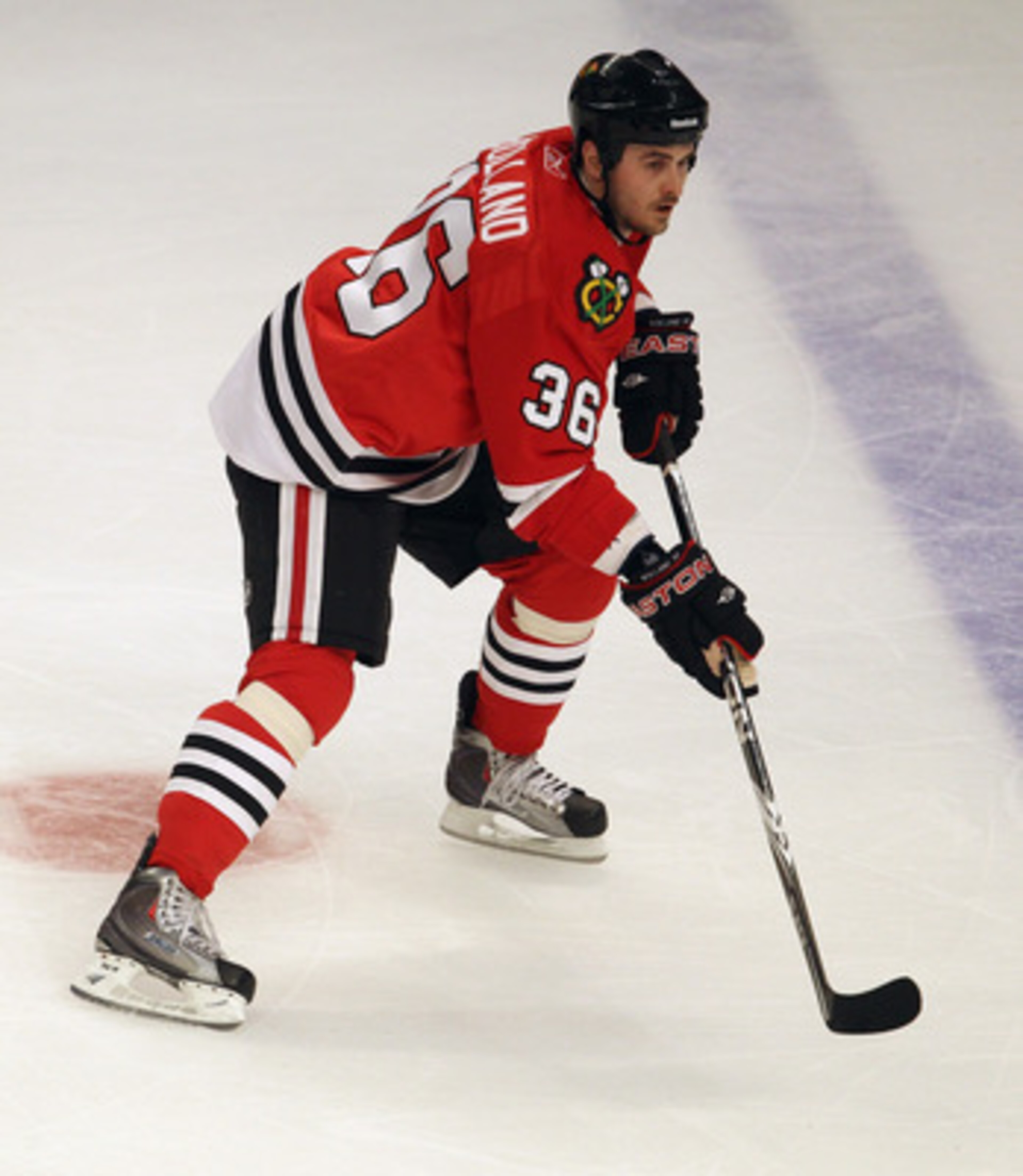 CHICAGO, IL - APRIL 19: Dave Bolland #36 of the Chicago Blackhawks skates against the Vancouver Canucks in Game Four of the Western Conference Quarterfinals during the 2011 NHL Stanley Cup Playoffs at the United Center on April 19, 2011 in Chicago, Illino CHICAGO, IL - APRIL 19: Dave Bolland #36 of the Chicago Blackhawks skates against the Vancouver Canucks in Game Four of the Western Conference Quarterfinals during the 2011 NHL Stanley Cup Playoffs at the United Center on April 19, 2011 in Chicago, Illino
