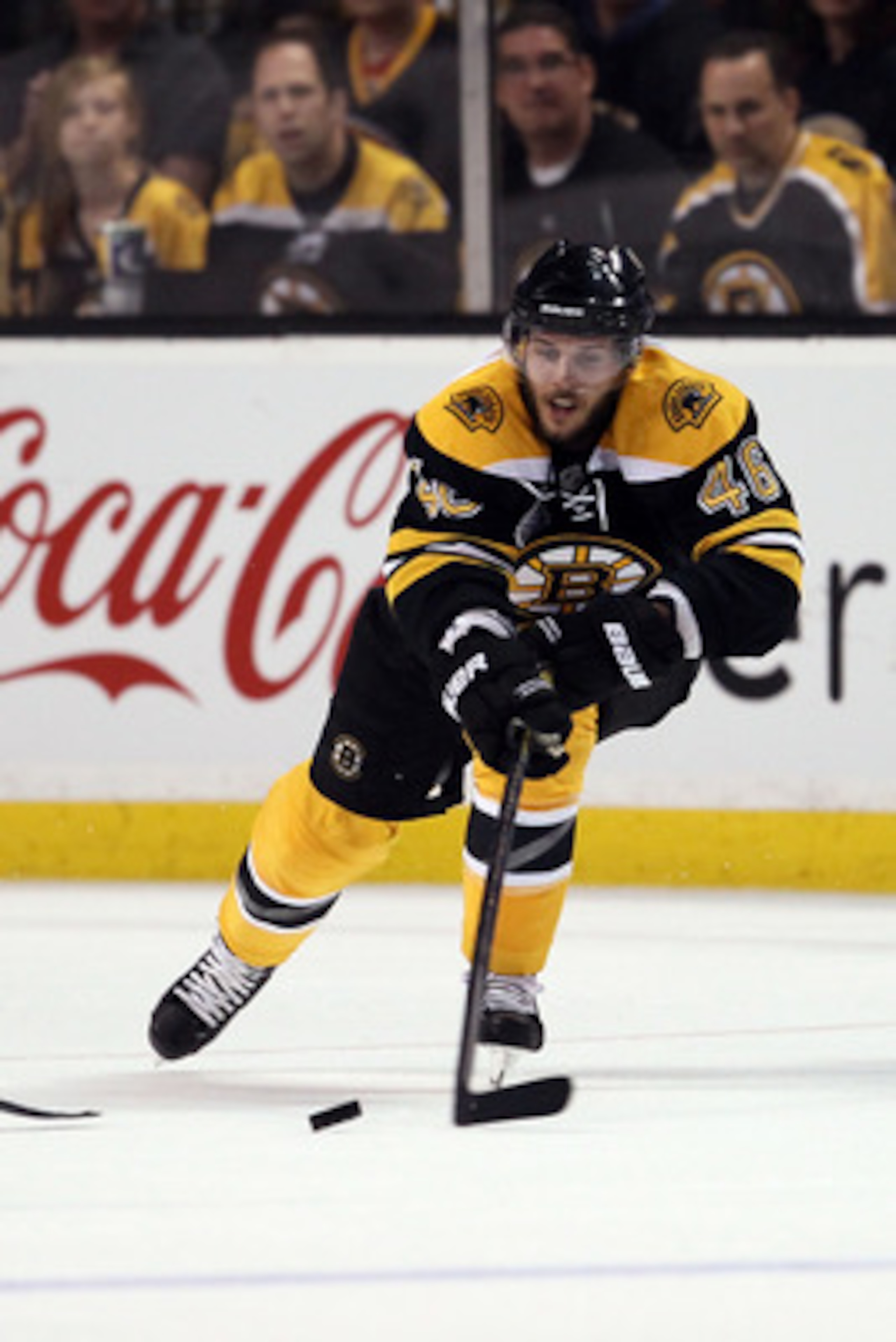 BOSTON, MA - JUNE 06:  David Krejci #46 of the Boston Bruins against the Vancouver Canucks during Game Three of the 2011 NHL Stanley Cup Final at TD Garden on June 6, 2011 in Boston, Massachusetts.  (Photo by Elsa/Getty Images)
