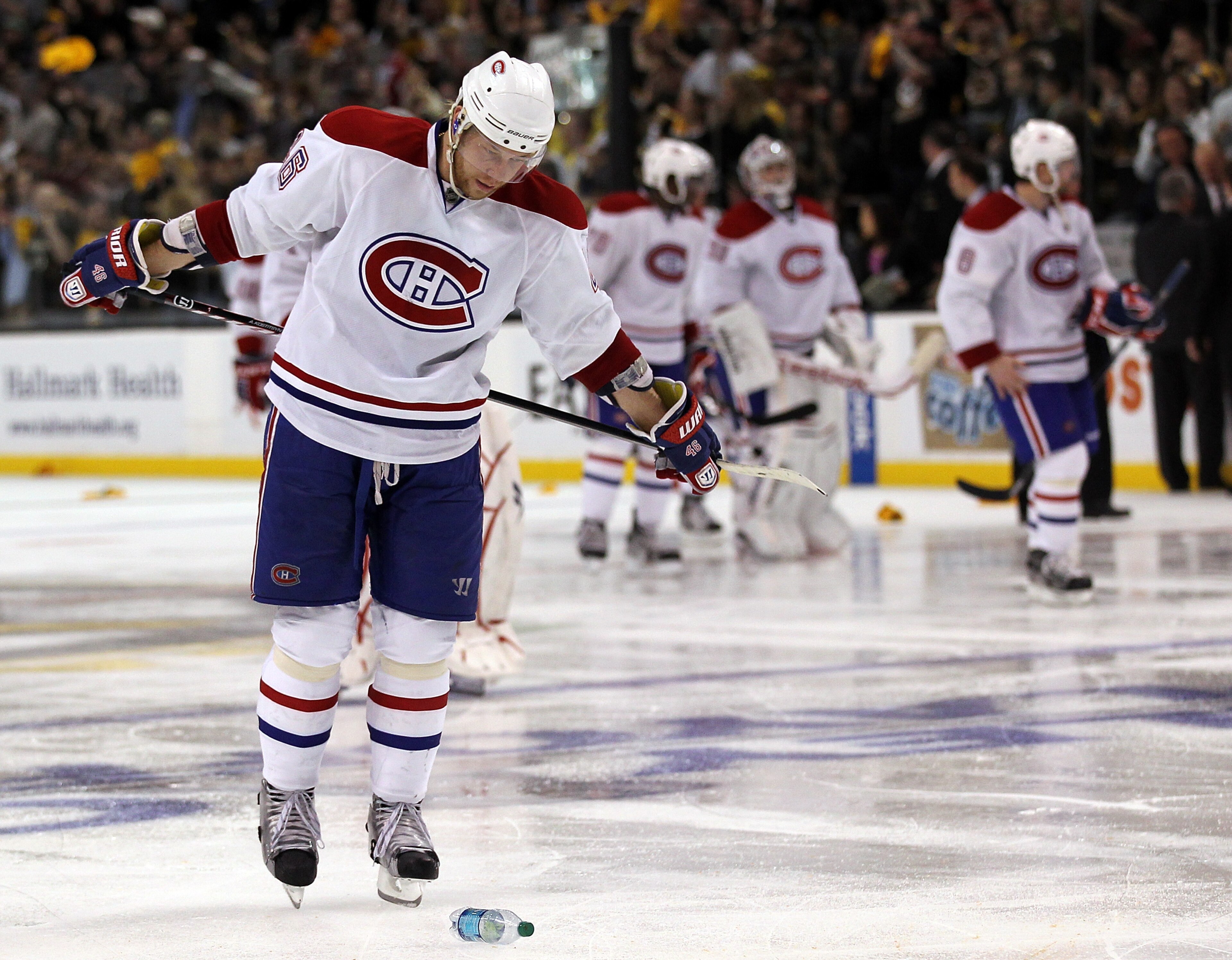 BOSTON, MA - APRIL 27:  Andrei Kostitsyn #46 of the Montreal Canadiens leaves the ice after losing to the Boston Bruins in Game Seven of the Eastern Conference Quarterfinals during the 2011 NHL Stanley Cup Playoffs at TD Garden on April 27, 2011 in Boston