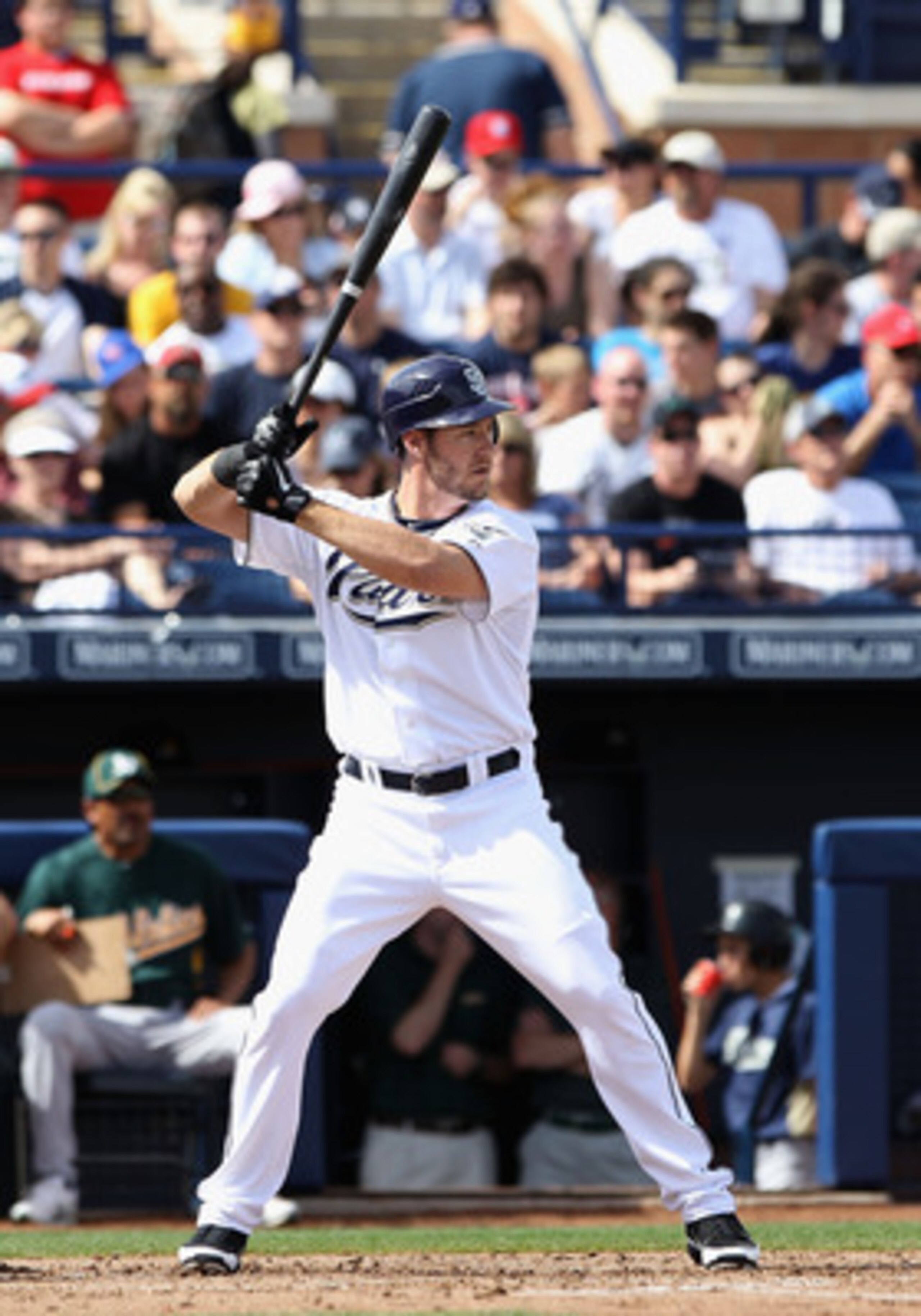 PEORIA, AZ - MARCH 06:  Ryan Ludwick #47 of the San Diego Padres bats against the Oakland Athletics during the spring training game at Peoria Stadium on March 6, 2011 in Peoria, Arizona.  (Photo by Christian Petersen/Getty Images)