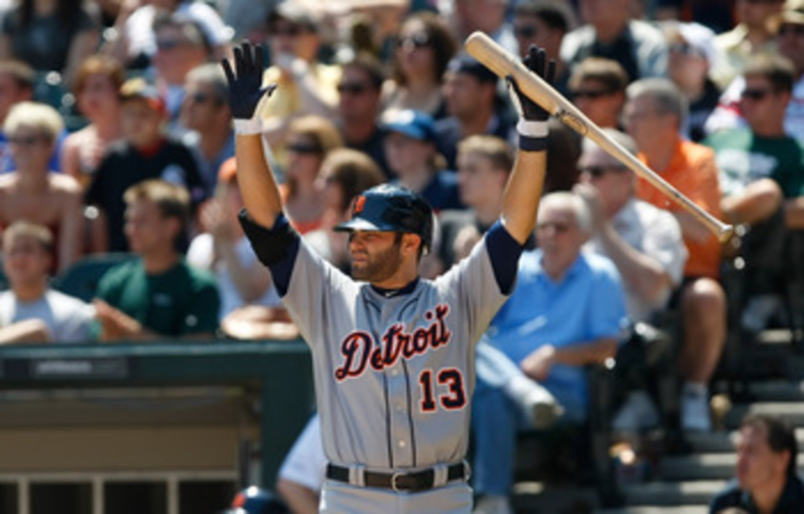 CHICAGO, IL- JUNE 5: Alex Avila #13 of the Detroit Tigers raises his arms at home plate against the Chicago White Sox at U.S. Cellular Field on June 5, 2011 in Chicago, Illinois. (Photo by Scott Boehm/Getty Images) CHICAGO, IL- JUNE 5: Alex Avila #13 of the Detroit Tigers raises his arms at home plate against the Chicago White Sox at U.S. Cellular Field on June 5, 2011 in Chicago, Illinois. (Photo by Scott Boehm/Getty Images)