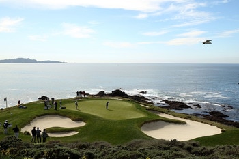 PEBBLE BEACH, CA - FEBRUARY 13:  Jimmy Walker putts on the 7th hole during the final round of the AT&T Pebble Beach National Pro-Am at the Pebble Beach Golf Links on February 13, 2011 in Pebble Beach, California.  (Photo by Ezra Shaw/Getty Images)