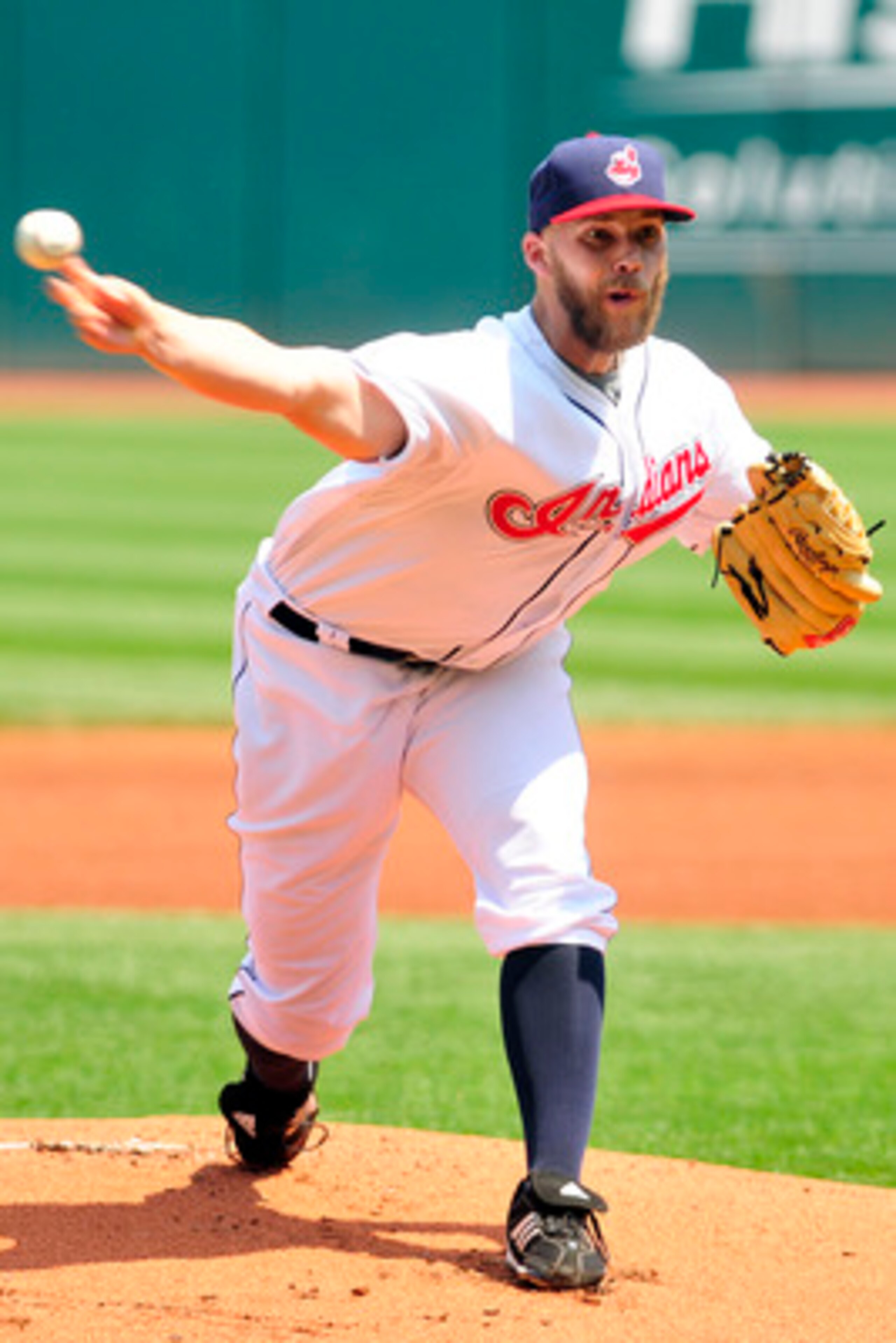 CLEVELAND, OH - JUNE 8: Justin Masterson #63 of the Cleveland Indians pitches during the first inning against the Minnesota Twins at Progressive Field on June 8, 2011 in Cleveland, Ohio. The Twins defeated the Indians 3-2 in extra innings. (Photo by Jason