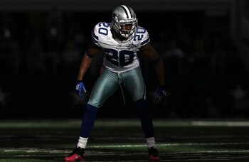 ARLINGTON, TX - OCTOBER 10:  Safety Alan Ball #20 of the Dallas Cowboys at Cowboys Stadium on October 10, 2010 in Arlington, Texas.  (Photo by Ronald Martinez/Getty Images)