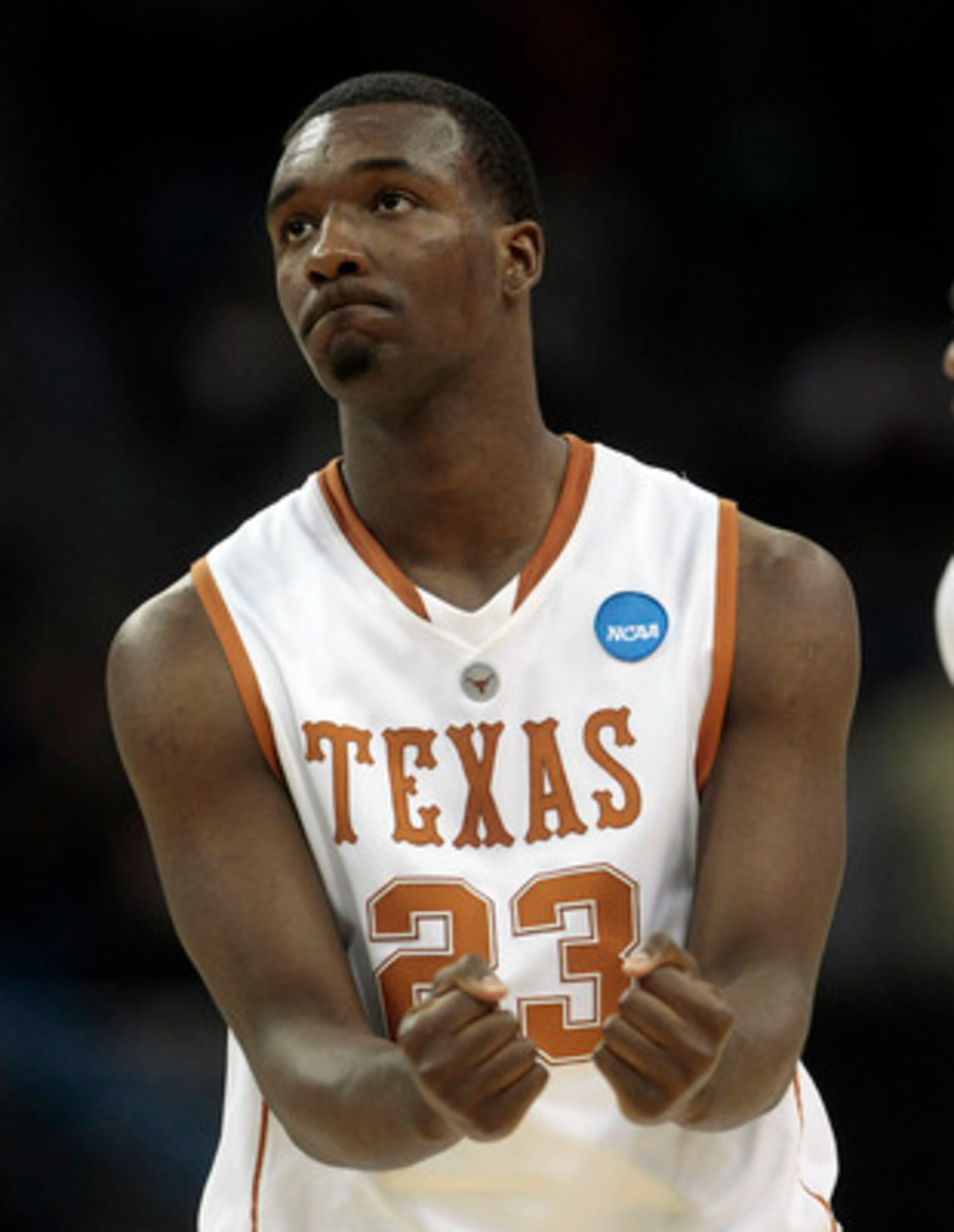 NEW ORLEANS - MARCH 18:  Jordan Hamilton #23 of the Texas Longhorns reacts near the end of an 81-80 overtime loss to the Wake Forest Deacon Demons during the first round of the 2010 NCAA mens basketball tournament at the New Orleans Arena on March 18, 201