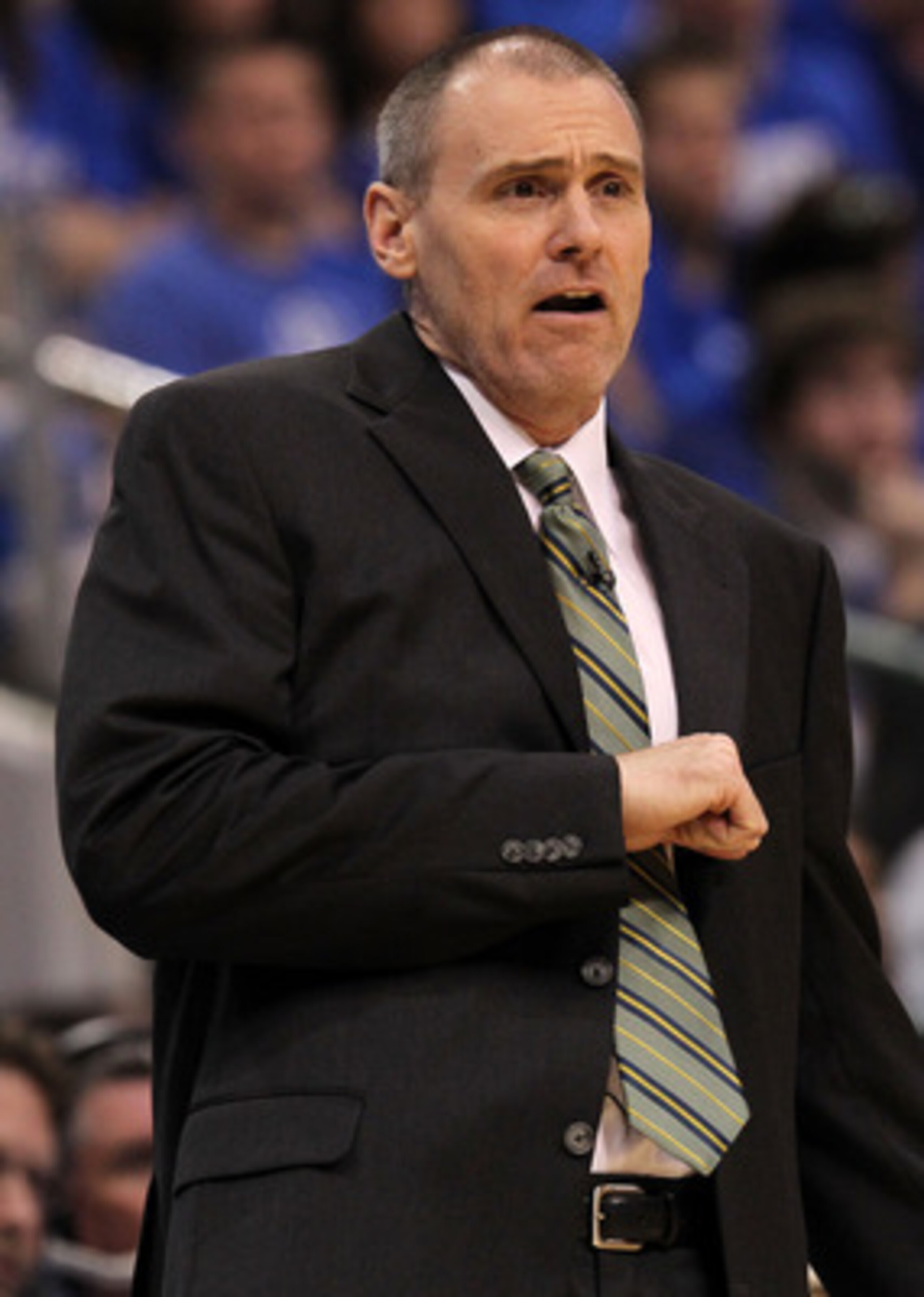 DALLAS, TX - JUNE 09:  Head coach Rick Carlisle of the Dallas Mavericks reacts as he coaches against the Miami Heat in Game Five of the 2011 NBA Finals at American Airlines Center on June 9, 2011 in Dallas, Texas.  NOTE TO USER: User expressly acknowledge