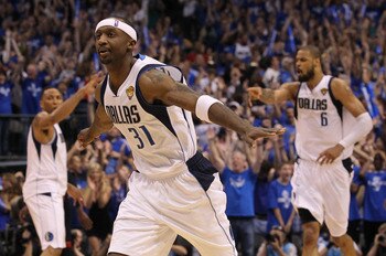 DALLAS, TX - JUNE 09:  Jason Terry #31 of the Dallas Mavericks reacts after he made a 3-point shot late in the fourth quarter against the Miami Heat in Game Five of the 2011 NBA Finals at American Airlines Center on June 9, 2011 in Dallas, Texas.  NOTE TO