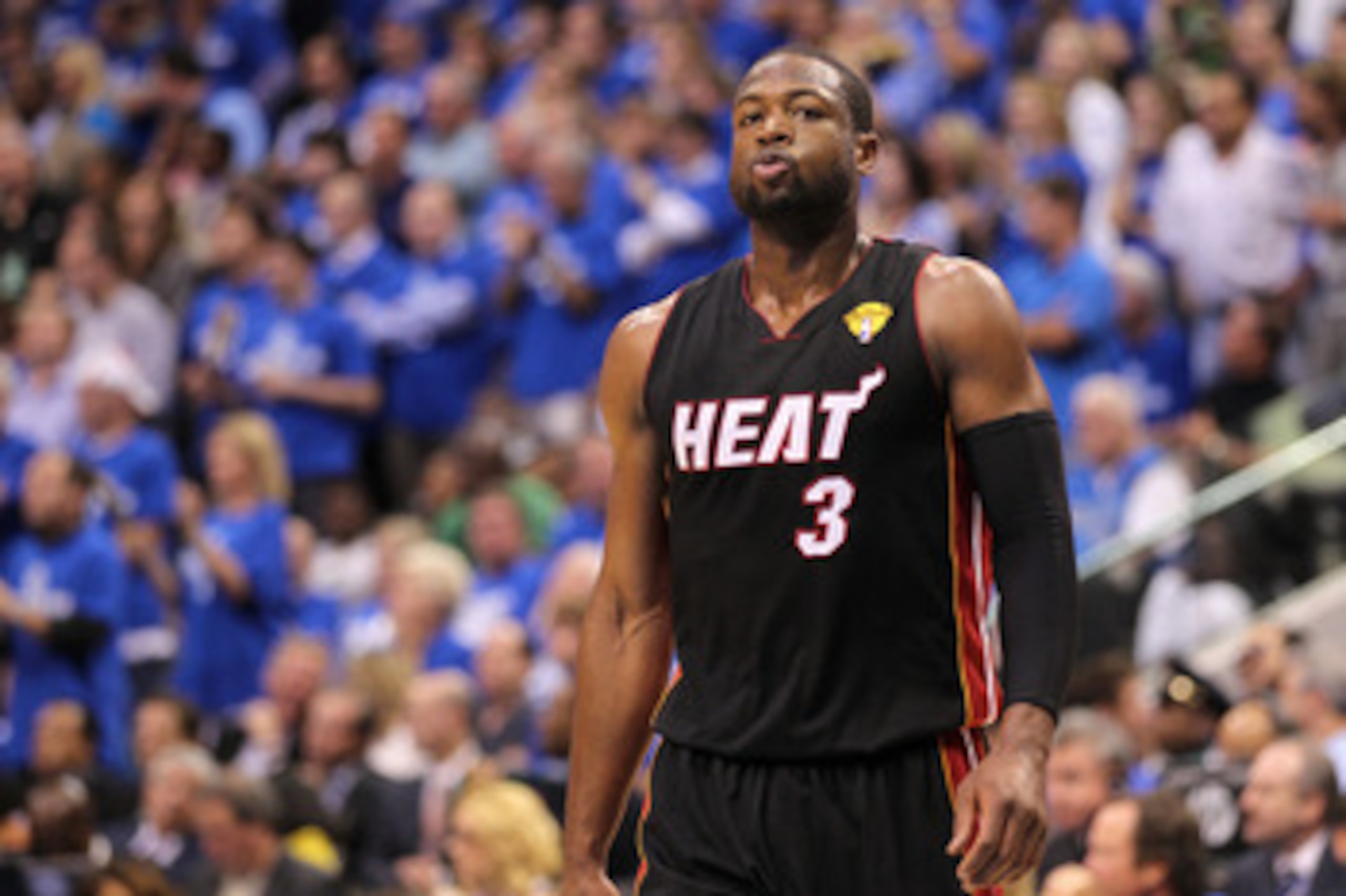 DALLAS, TX - JUNE 09:  Dwyane Wade #3 of the Miami Heat looks on against the Dallas Mavericks in the fourth quarter of Game Five of the 2011 NBA Finals at American Airlines Center on June 9, 2011 in Dallas, Texas.  NOTE TO USER: User expressly acknowledge