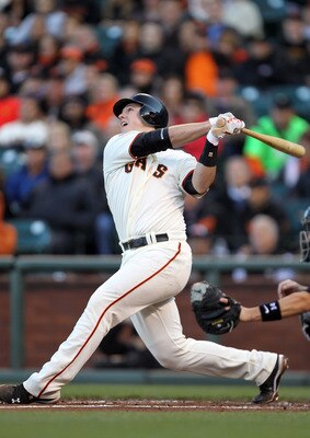 SAN FRANCISCO, CA - MAY 24:  Buster Posey #28 of the San Francisco Giants bats against the Florida Marlins at AT&T Park on May 24, 2011 in San Francisco, California.  (Photo by Ezra Shaw/Getty Images)