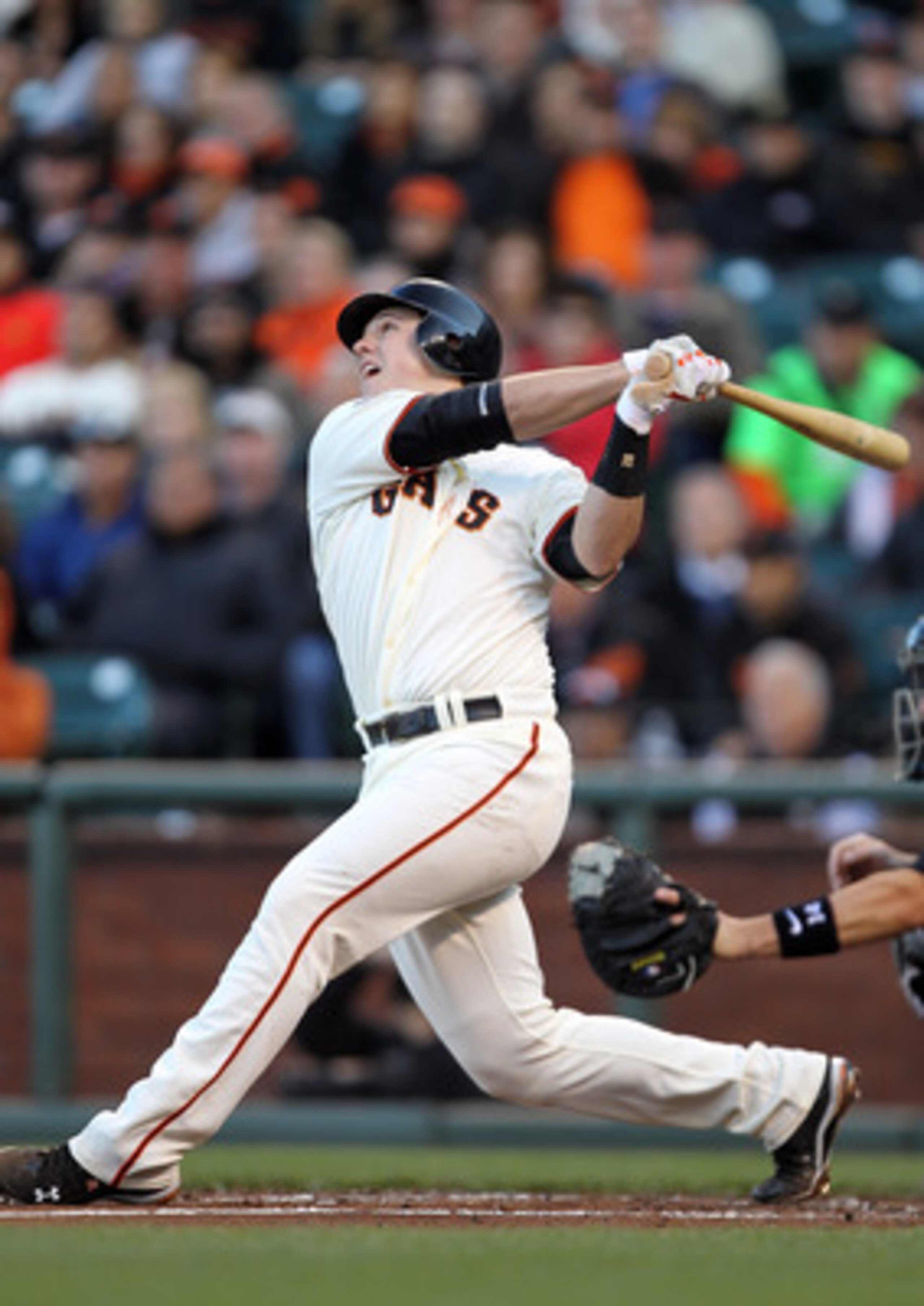 SAN FRANCISCO, CA - MAY 24:  Buster Posey #28 of the San Francisco Giants bats against the Florida Marlins at AT&T Park on May 24, 2011 in San Francisco, California.  (Photo by Ezra Shaw/Getty Images)