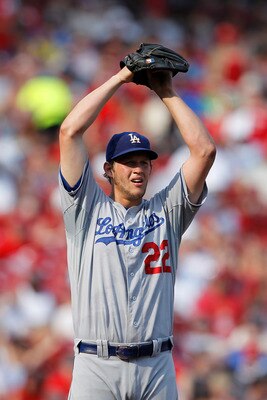 CINCINNATI, OH - JUNE 4: Clayton Kershaw #22 of the Los Angeles Dodgers gets set to pitch against the Cincinnati Reds at Great American Ball Park on June 4, 2011 in Cincinnati, Ohio. The Dodgers won 11-8 in eleven innings. (Photo by Joe Robbins/Getty Imag