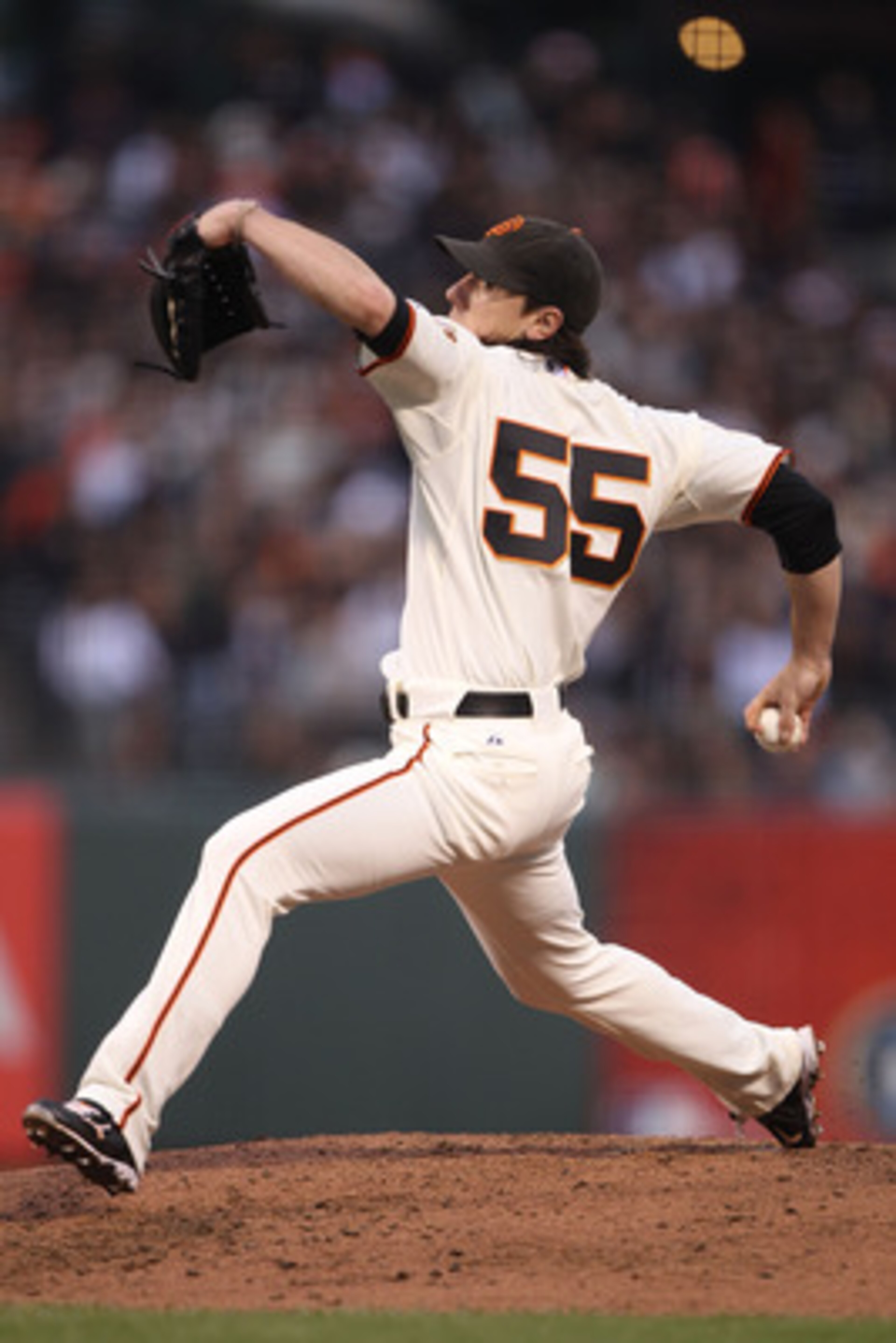 SAN FRANCISCO, CA - JUNE 06:  Tim Lincecum #55 of the San Francisco Giants pitches against the Washington Nationals during an MLB game at AT&T Park on June 6, 2011 in San Francisco, California.  (Photo by Jed Jacobsohn/Getty Images)
