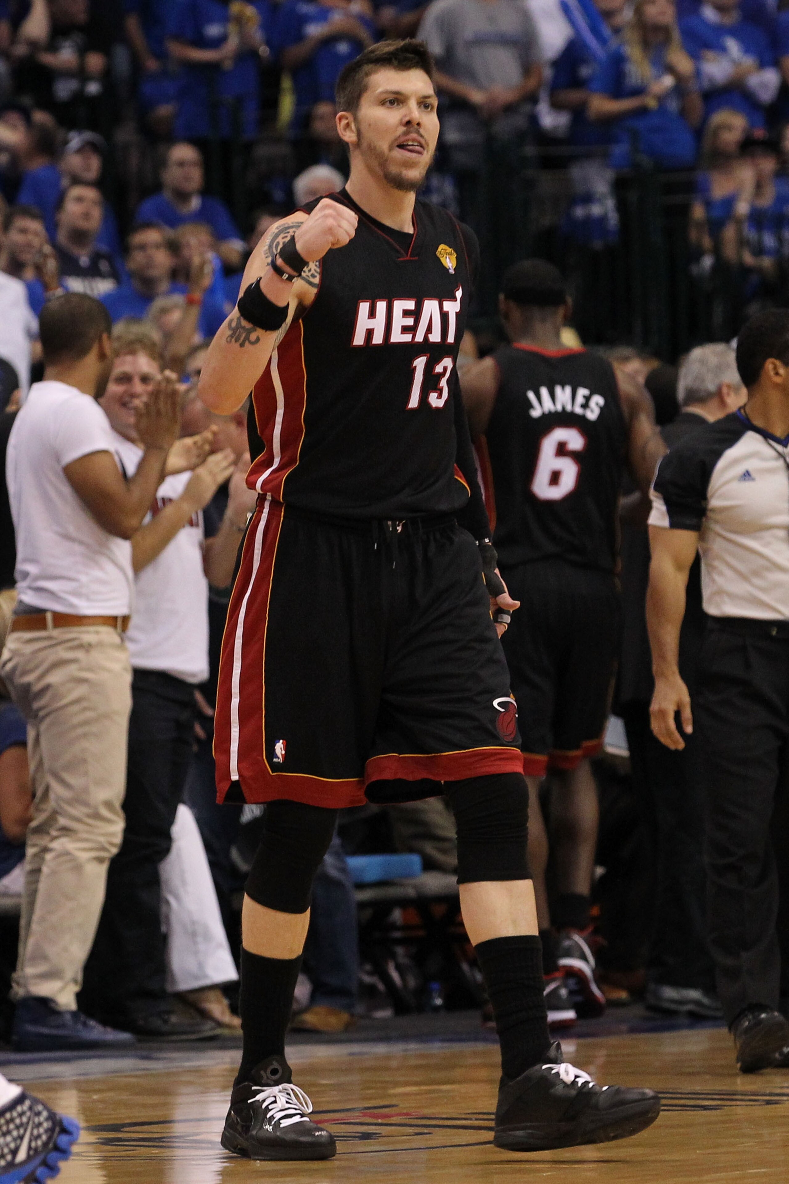 DALLAS, TX - JUNE 09:  Mike Miller #13 of the Miami Heat reacts against the Dallas Mavericks in Game Five of the 2011 NBA Finals at American Airlines Center on June 9, 2011 in Dallas, Texas.  NOTE TO USER: User expressly acknowledges and agrees that, by d