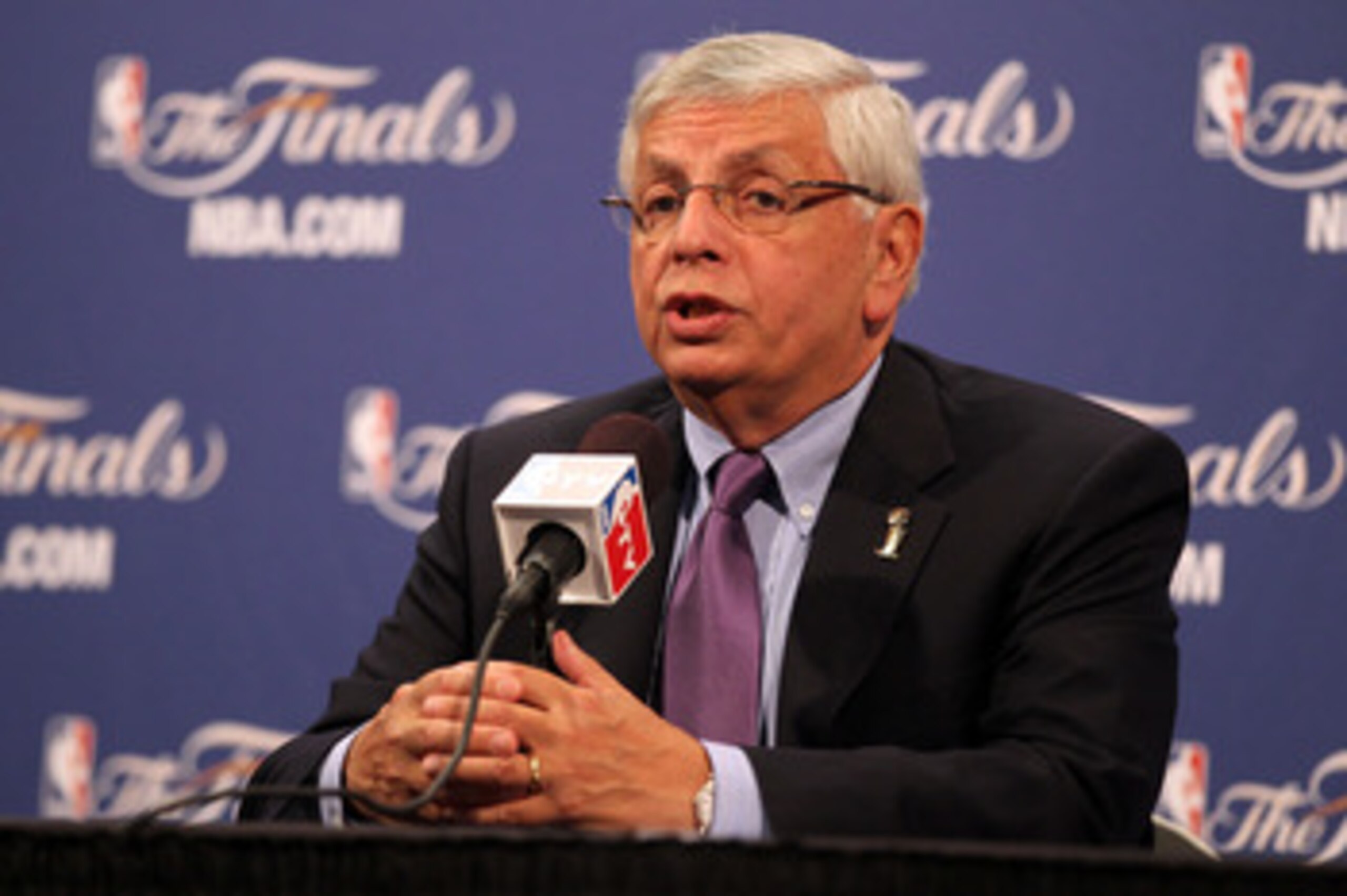 MIAMI, FL - MAY 31:  NBA Commissioner David Stern answers questions from the media during a press conference prior to the Miami Heat hosting the Dallas Mavericks in Game One of the 2011 NBA Finals at American Airlines Arena on May 31, 2011 in Miami, Flori
