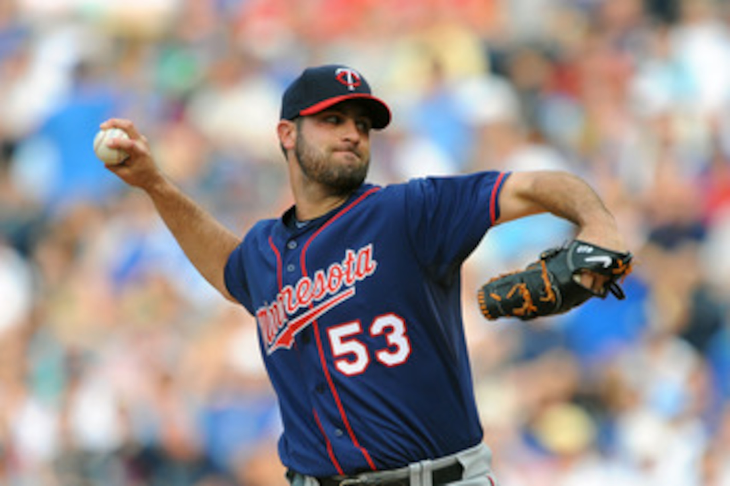 KANSAS CITY, MO - JUNE 4: Starting pitcher Nick Blackburn #53 of the Minnesota Twins throws a pitch against the Kansas City Royals at Kauffman Stadium on June 4, 2011 in Kansas City, Missouri. (Photo by G. Newman Lowrance/Getty Images) KANSAS CITY, MO - JUNE 4: Starting pitcher Nick Blackburn #53 of the Minnesota Twins throws a pitch against the Kansas City Royals at Kauffman Stadium on June 4, 2011 in Kansas City, Missouri. (Photo by G. Newman Lowrance/Getty Images)