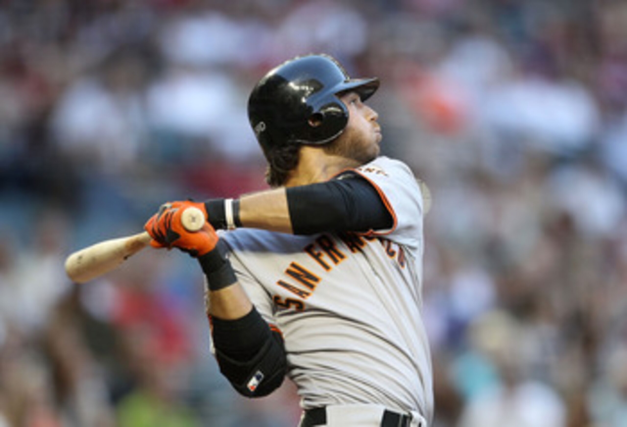 PHOENIX, AZ - JUNE 14:  Brandon Crawford #35 of the San Francisco Giants bats against the Arizona Diamondbacks during the Major League Baseball game at Chase Field on June 14, 2011 in Phoenix, Arizona.  (Photo by Christian Petersen/Getty Images)