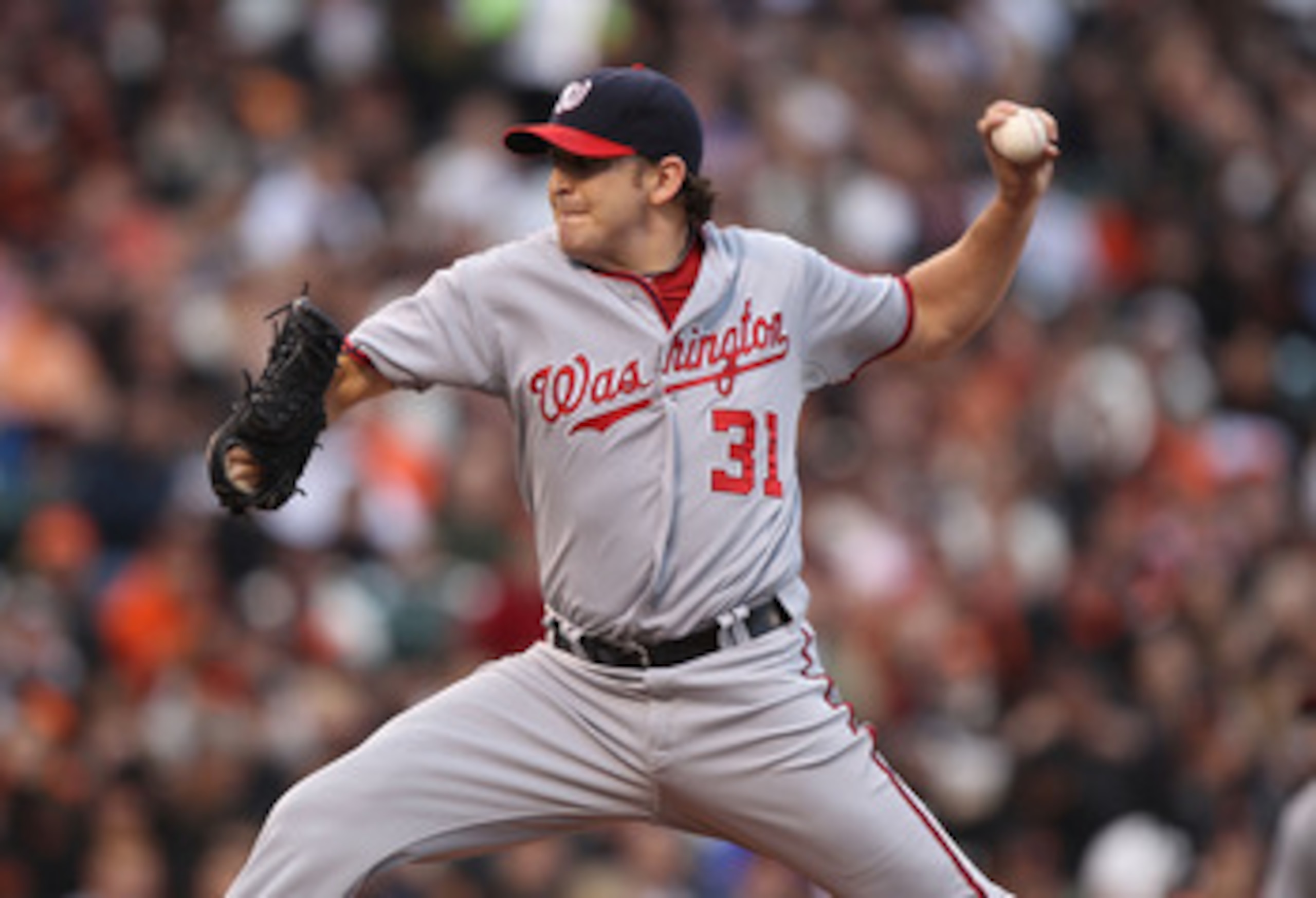 SAN FRANCISCO, CA - JUNE 6:  John Lannan #31 of the Washington Nationals pitches against the San Francisco Giants during an MLB game at AT&T Park on June 6, 2011 in San Francisco, California. (Photo by Jed Jacobsohn/Getty Images)