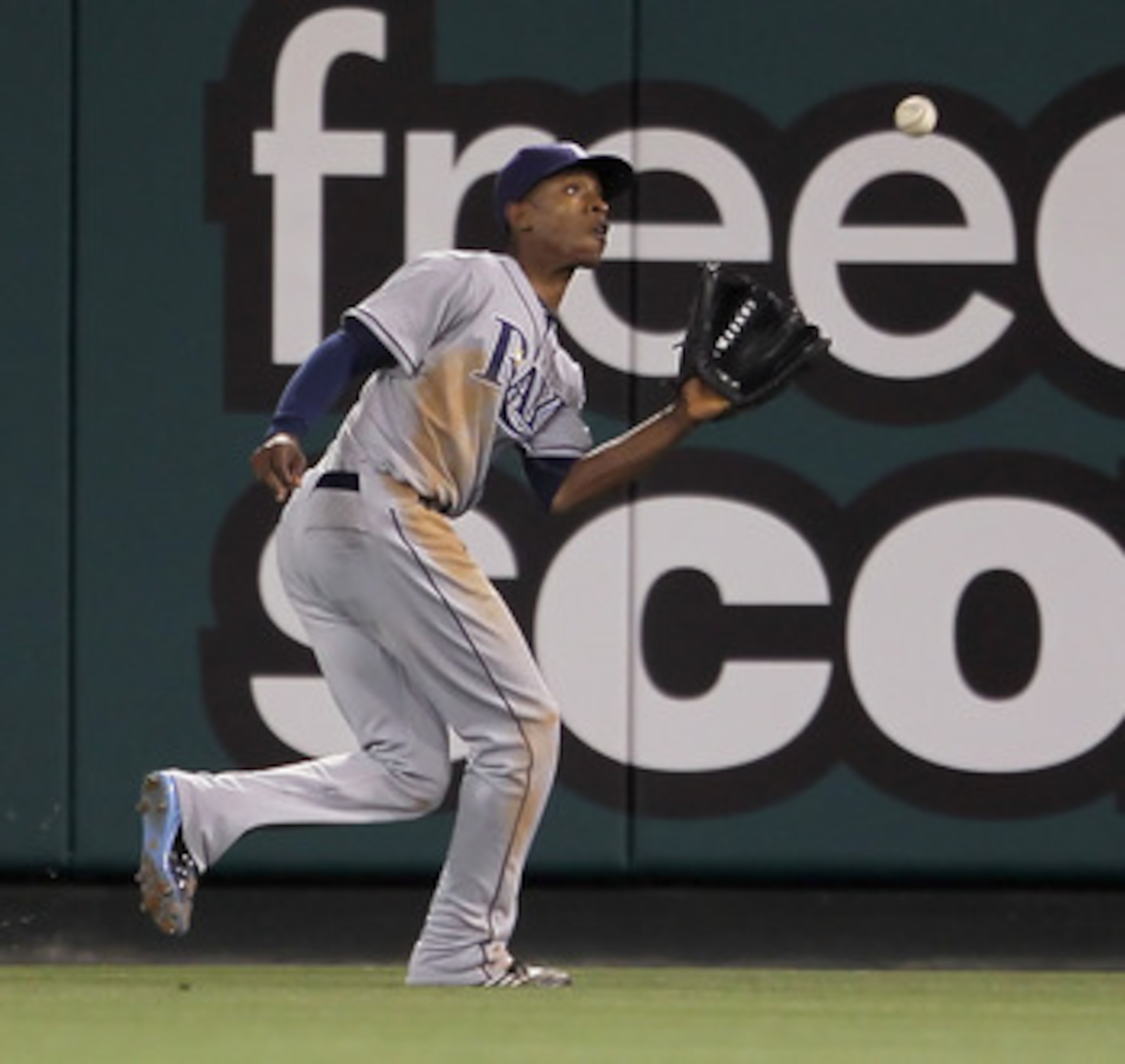 ANAHEIM, CA - JUNE 08:  B.J. Upton #2 of the Tampa Bay Rays catches a pop fly against the Los Angeles Angels of Anaheim in the sixth inning at Angel Stadium of Anaheim on June 8, 2011 in Anaheim, California. The Rays defeated the Angels 4-3 in ten innings