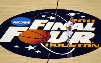 HOUSTON, TX - APRIL 04:  Shabazz Napier #13 of the Connecticut Huskies with the ball against the Butler Bulldogs in the National Championship Game of the 2011 NCAA Division I Men's Basketball Tournament at Reliant Stadium on April 4, 2011 in Houston, Texa