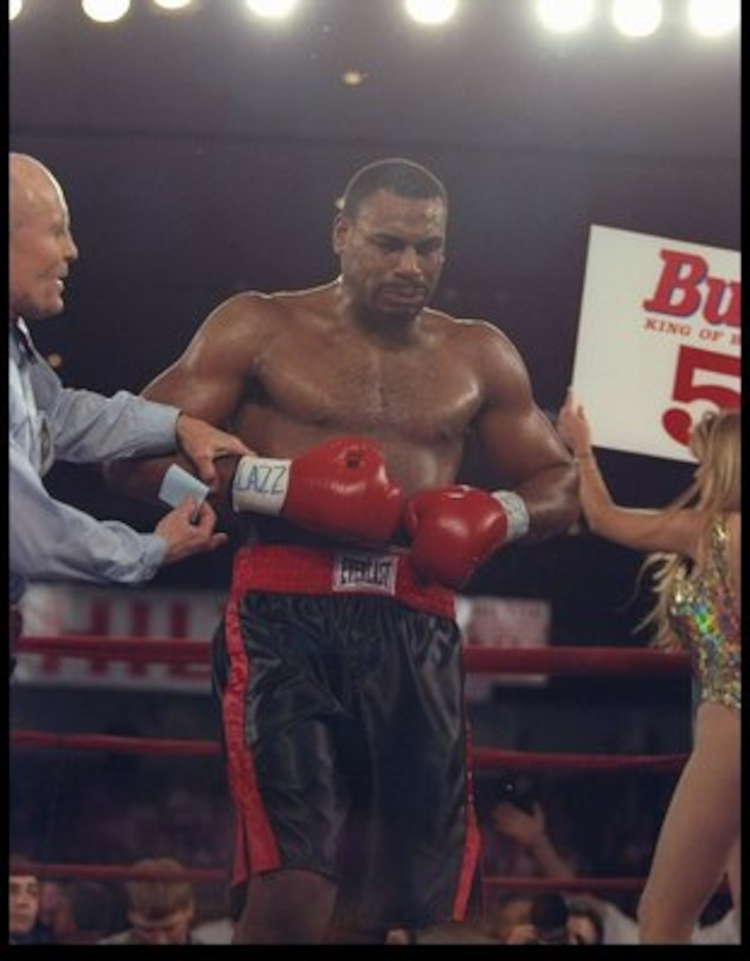 7 Feb 1997: Oliver McCall looks on during a bout against Lennox Lewis at the Las Vegas Hilton in Las Vegas, Nevada. Lewis won the fight.