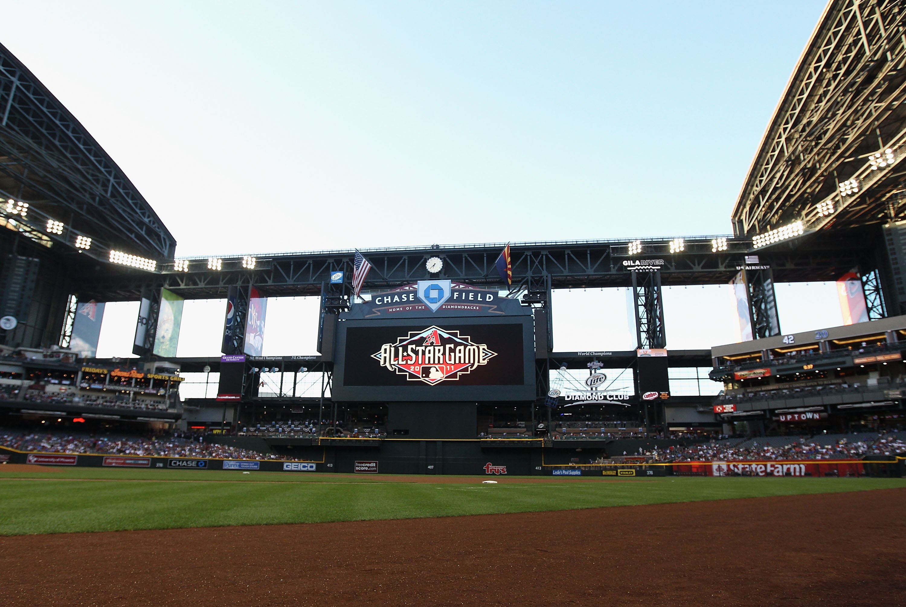 PHOENIX, AZ - APRIL 28:  The All Star Game logo is displayed during the Major League Baseball game between the Chicago Cubs and the Arizona Diamondbacks at Chase Field on April 28, 2011 in Phoenix, Arizona.  The Diamondbacks defeated the Cubs 11-2.  (Phot